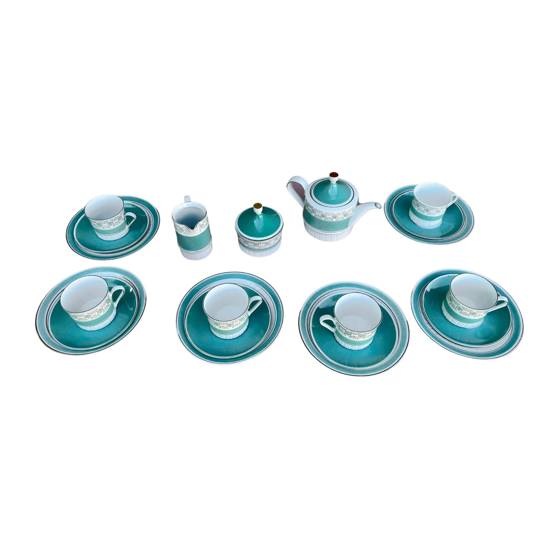 Coffee set, turquoise porcelain, Kahla, Germany, 1960s. - 127950