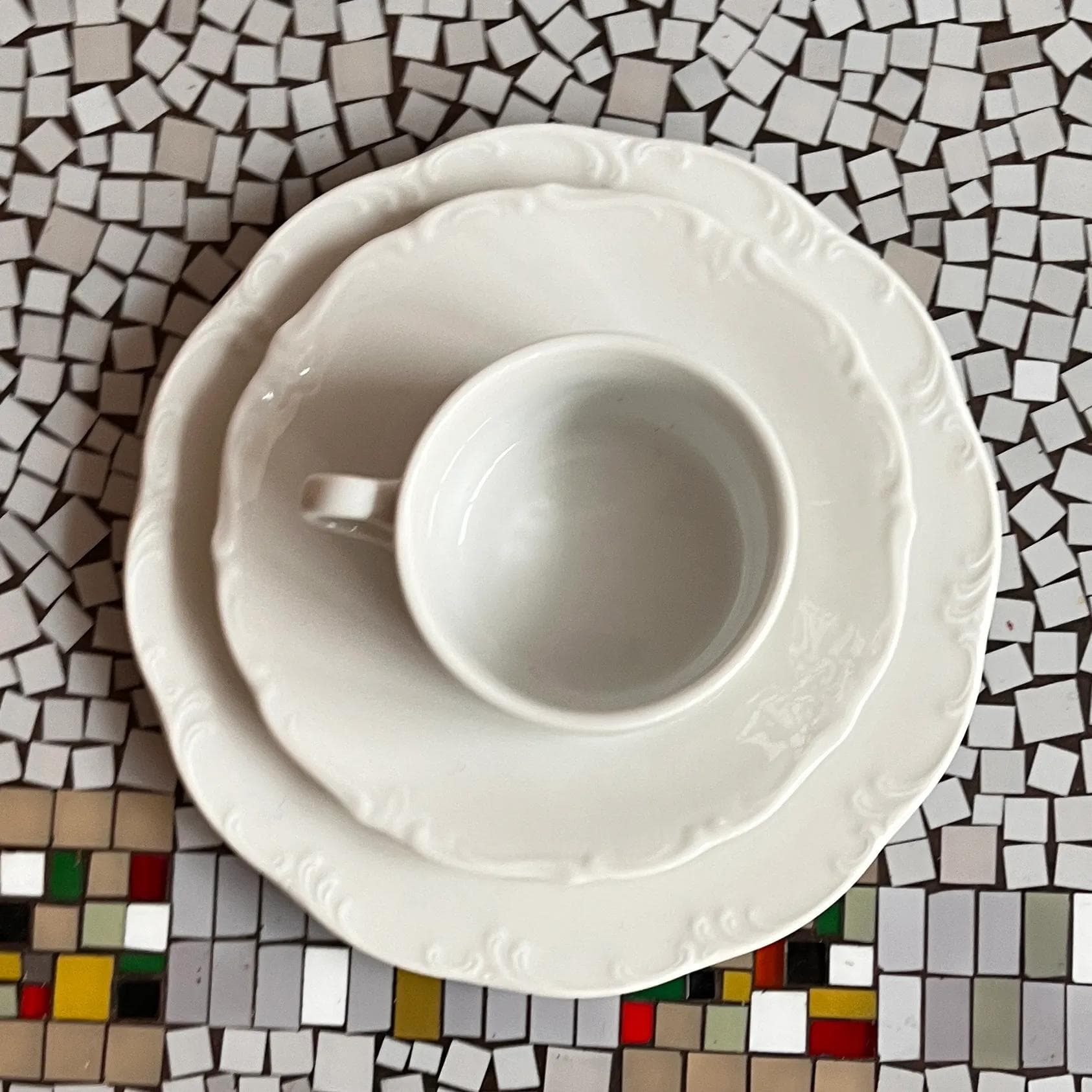 Zestaw śniadaniowy trio Monbijou, porcelana biała, Rosenthal, Niemcy, lata 70. - 127931