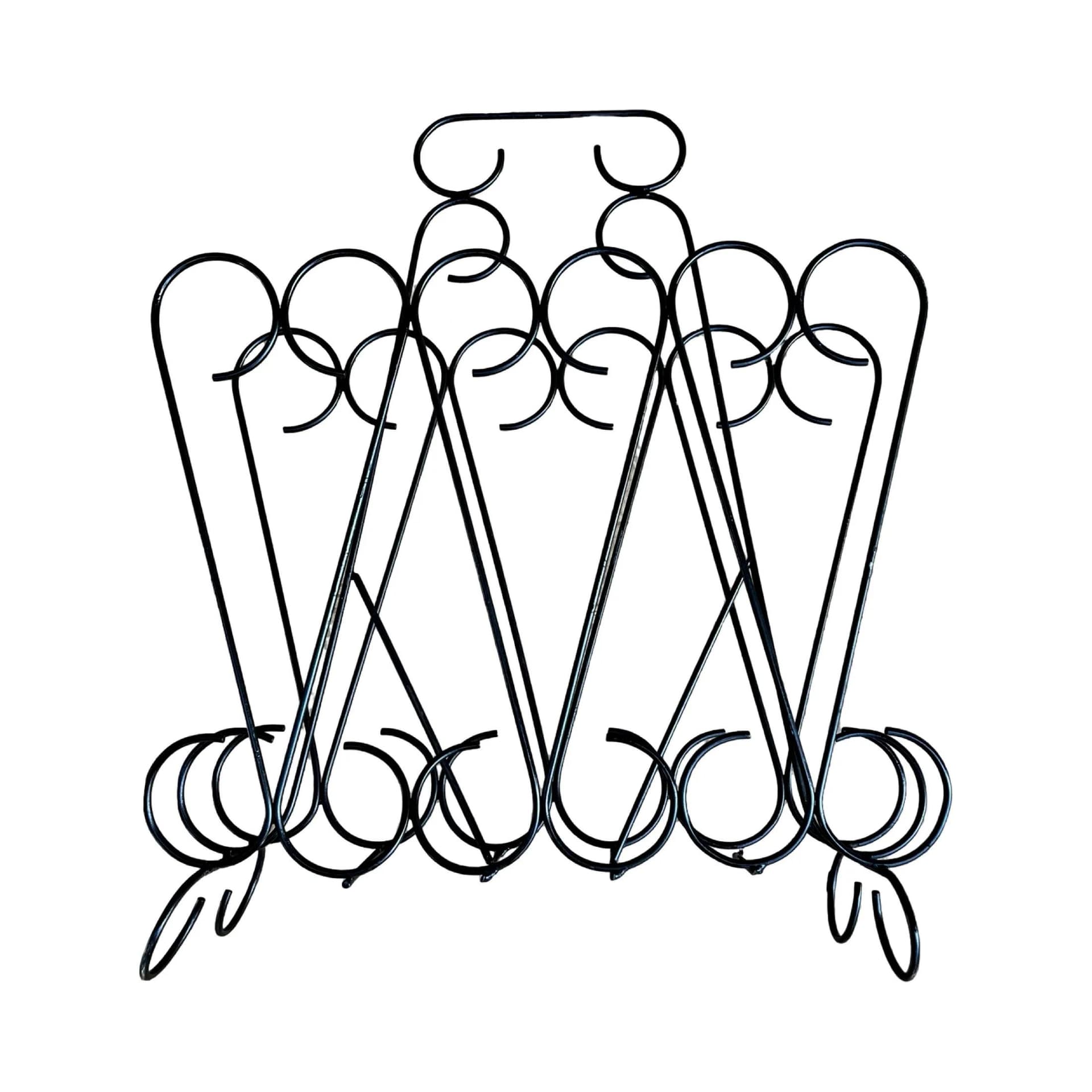 Magazine Rack Openwork, black metal, Belgium, 1970s - 127829