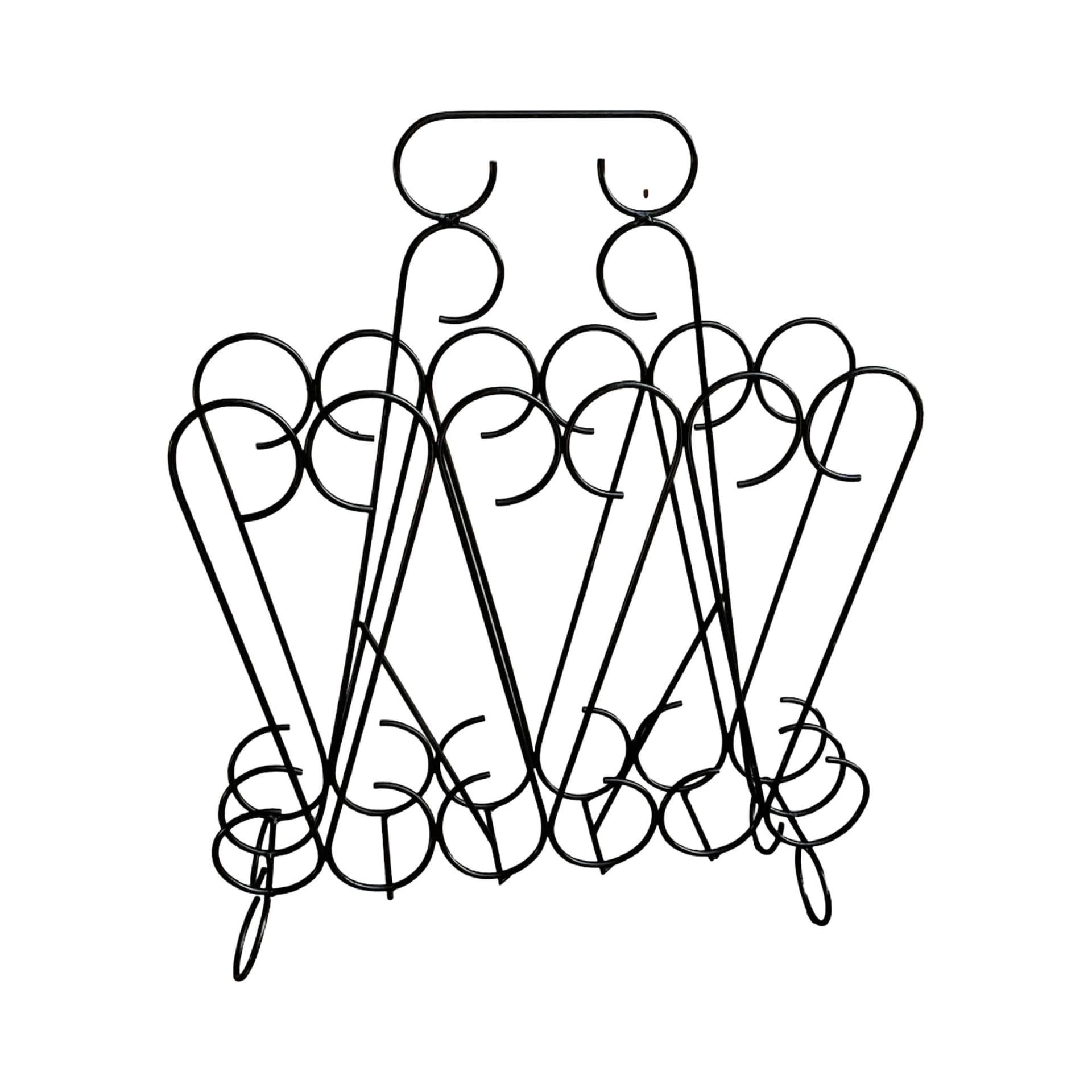 Magazine Rack Openwork, black metal, Belgium, 1970s