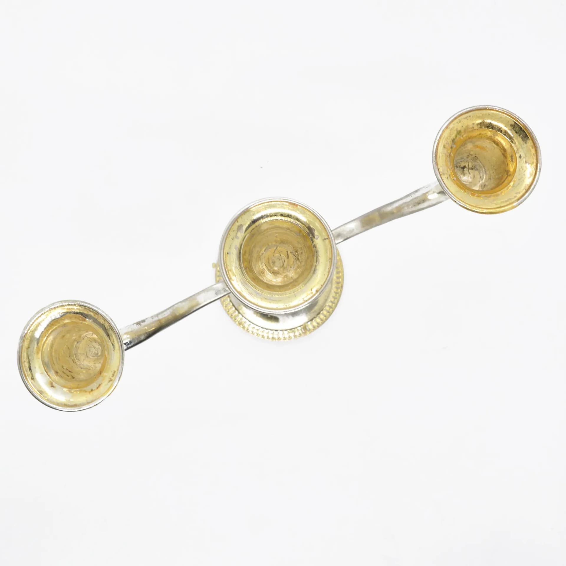 Świecznik trójramienny, srebrny, metal, Francja, lata 40. - 127792