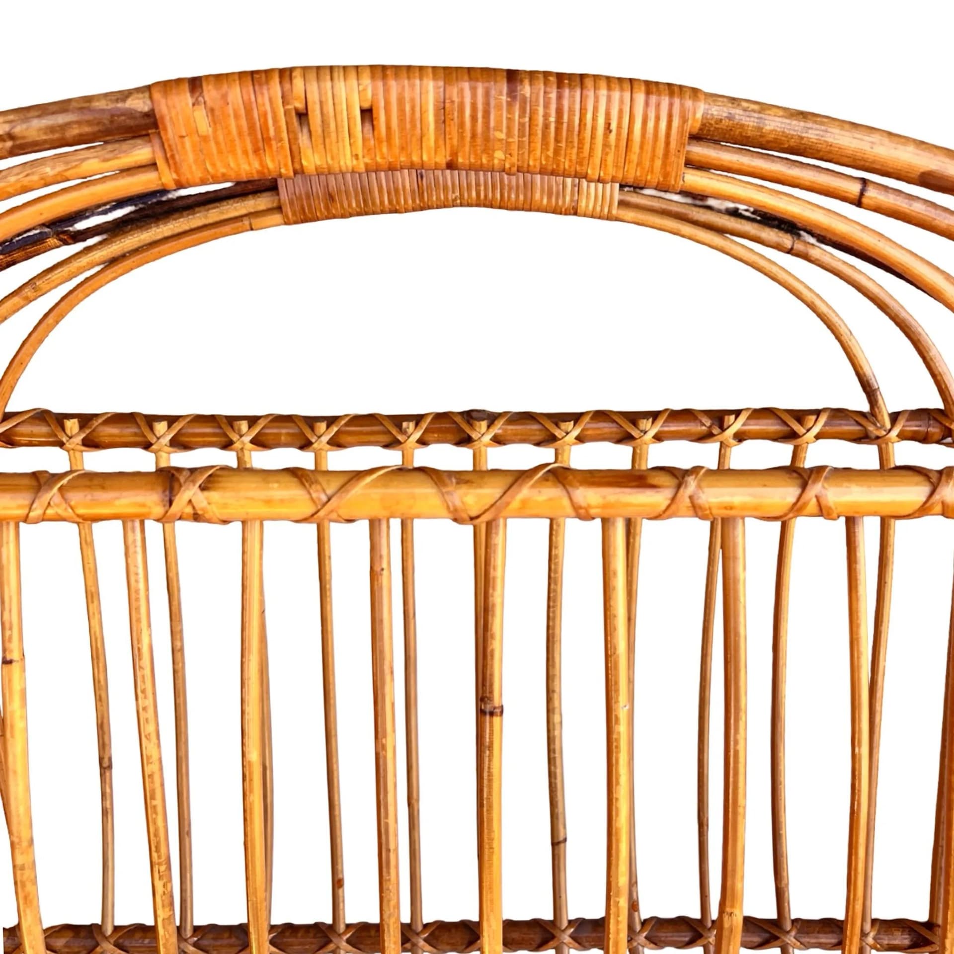 Magazine rack, brown rattan, Denmark, 1970s - 127774