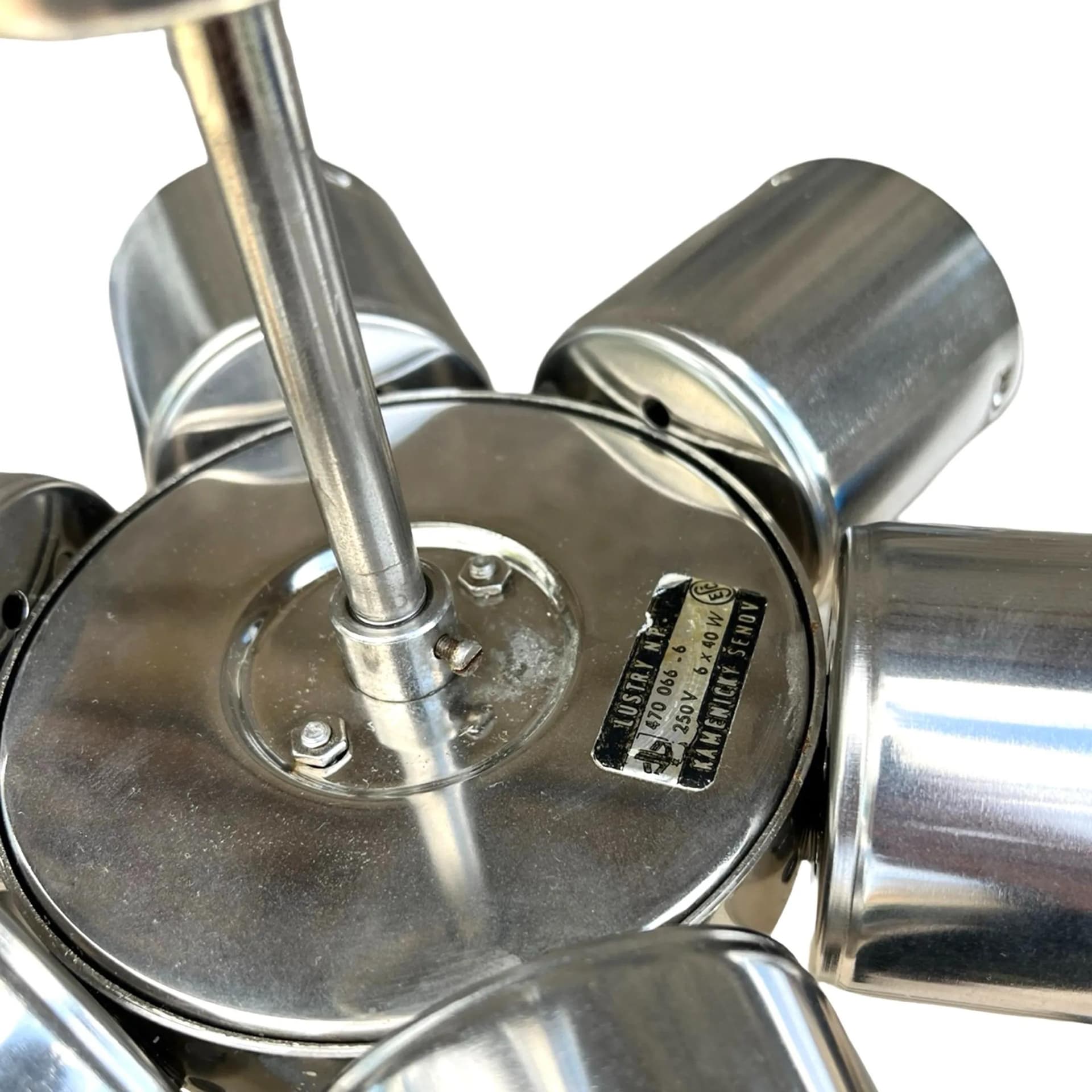 Żyrandol Sputnik, srebrny, mosiądz szkło, Kamenický Šenov, Czechosłowacja, lata 70. - 127719