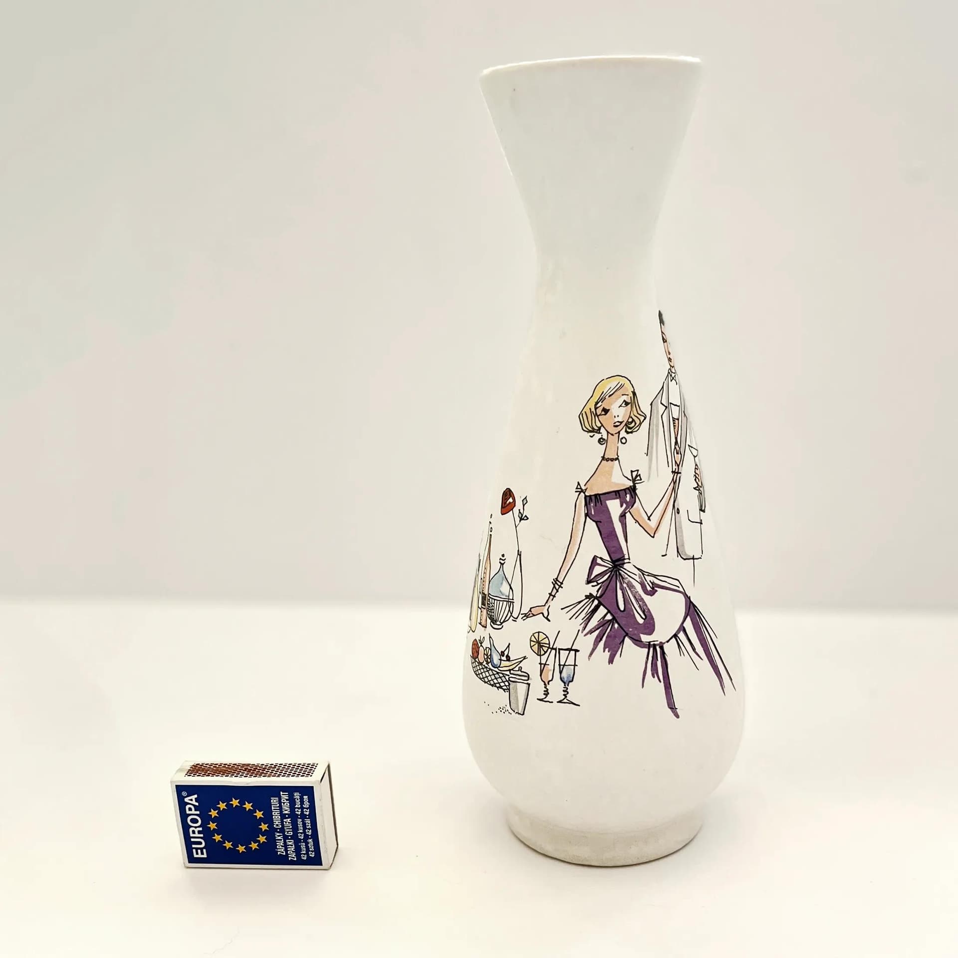 Wazon 595-35, beżowy, kamionka, Bay Keramik, Niemcy, lata 70. - 127614