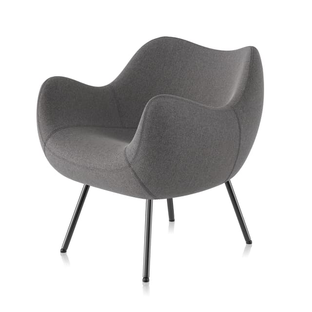 Armchair RM58 Soft Fame (col. 62067) Yellow, black legs - DIMENSION