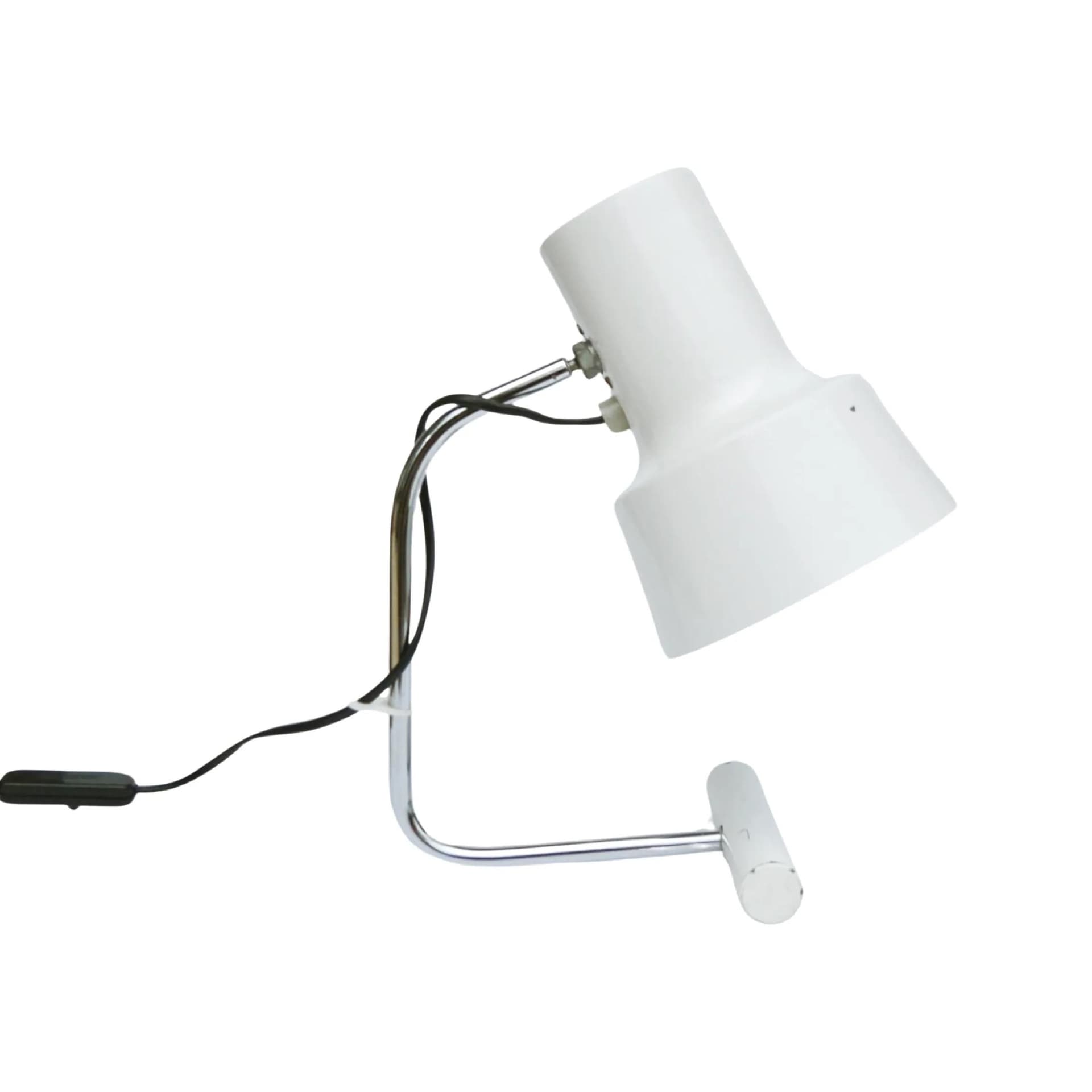 Desk lamp, white shade, chrome metal, by J. Hurka, Napako, Czechoslovakia, 1960s - 127595