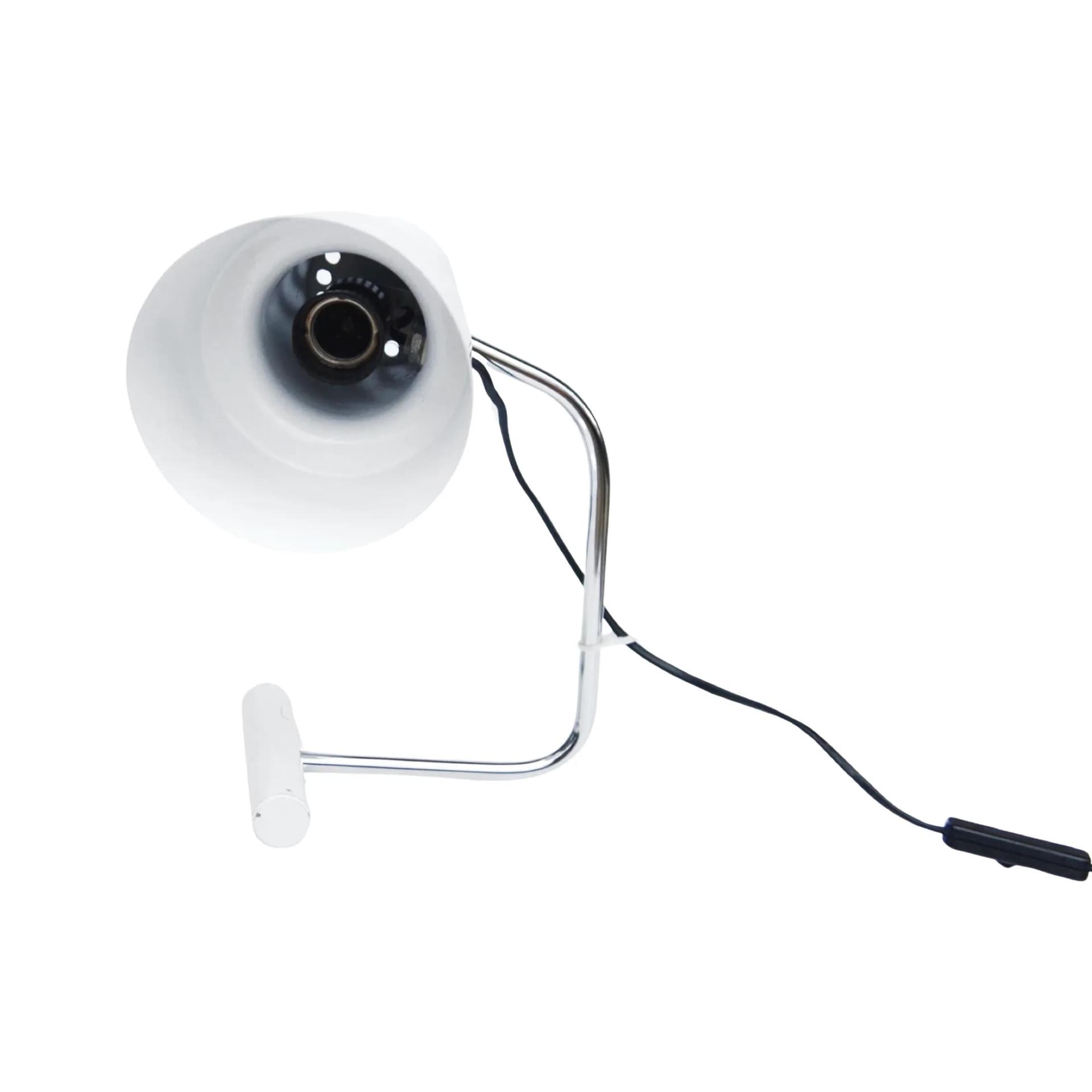 Desk lamp, white shade, chrome metal, by J. Hurka, Napako, Czechoslovakia, 1960s - 127598