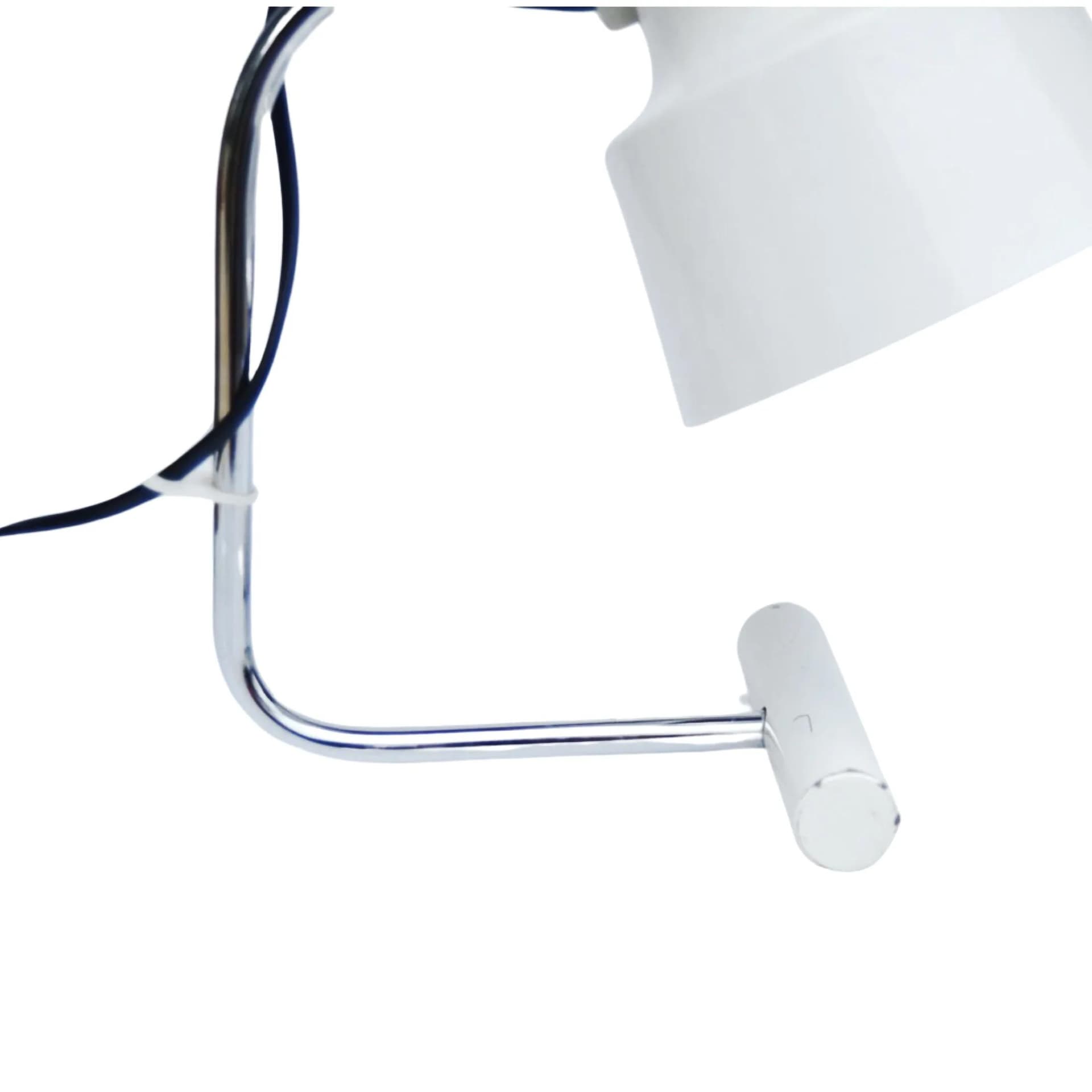 Desk lamp, white shade, chrome metal, by J. Hurka, Napako, Czechoslovakia, 1960s - 127599