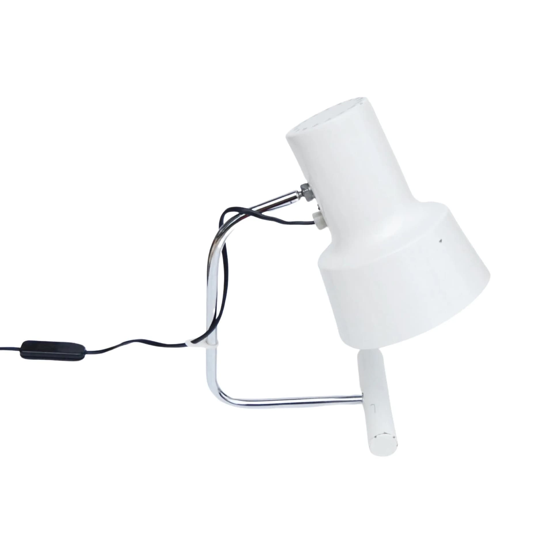 Desk lamp, white shade, chrome metal, by J. Hurka, Napako, Czechoslovakia, 1960s - 127593