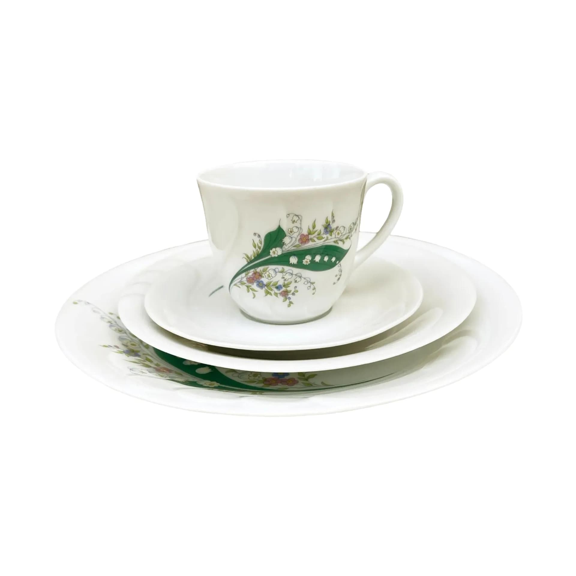 Zestaw śniadaniowy Wawel, biały, porcelana, Polska, lata 80.