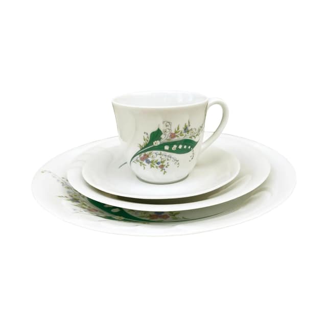 Zestaw śniadaniowy Wawel, biały, porcelana, Polska, lata 80. - WYMIARY