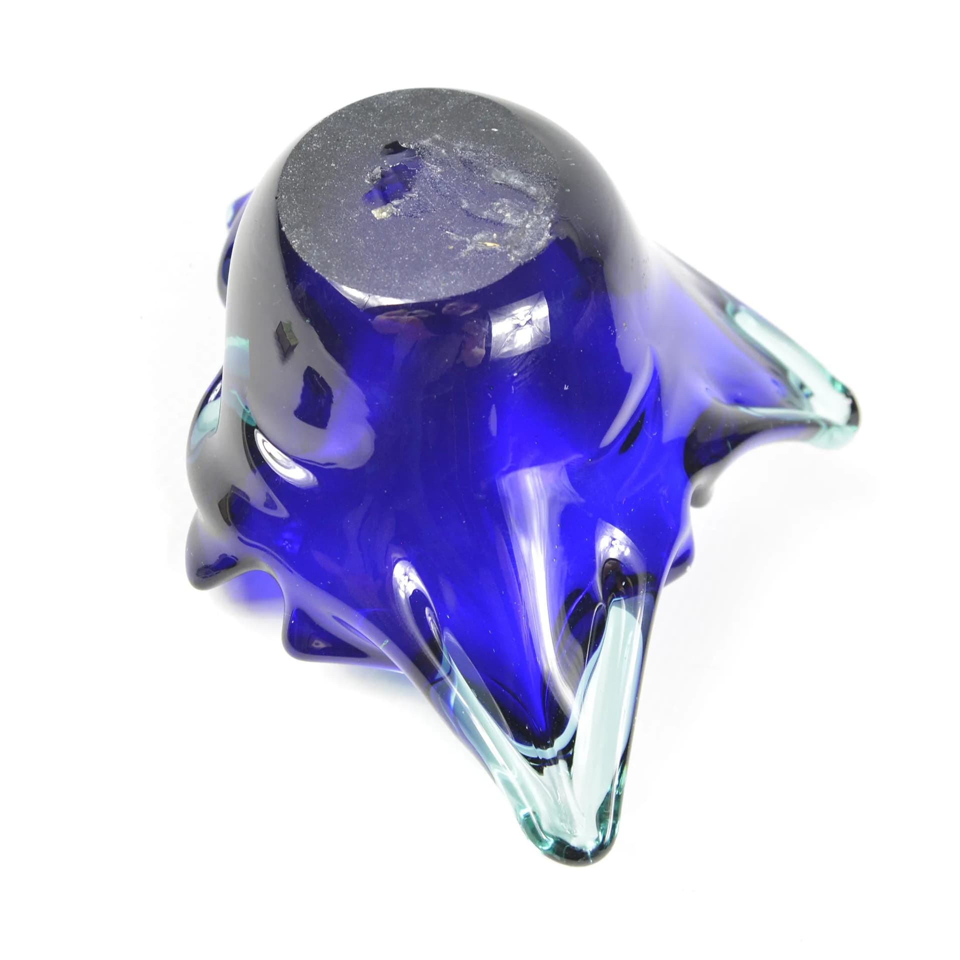 Popielnica, Murano, niebieski przezroczysty, szkło, Włochy, lata 70. - 127491