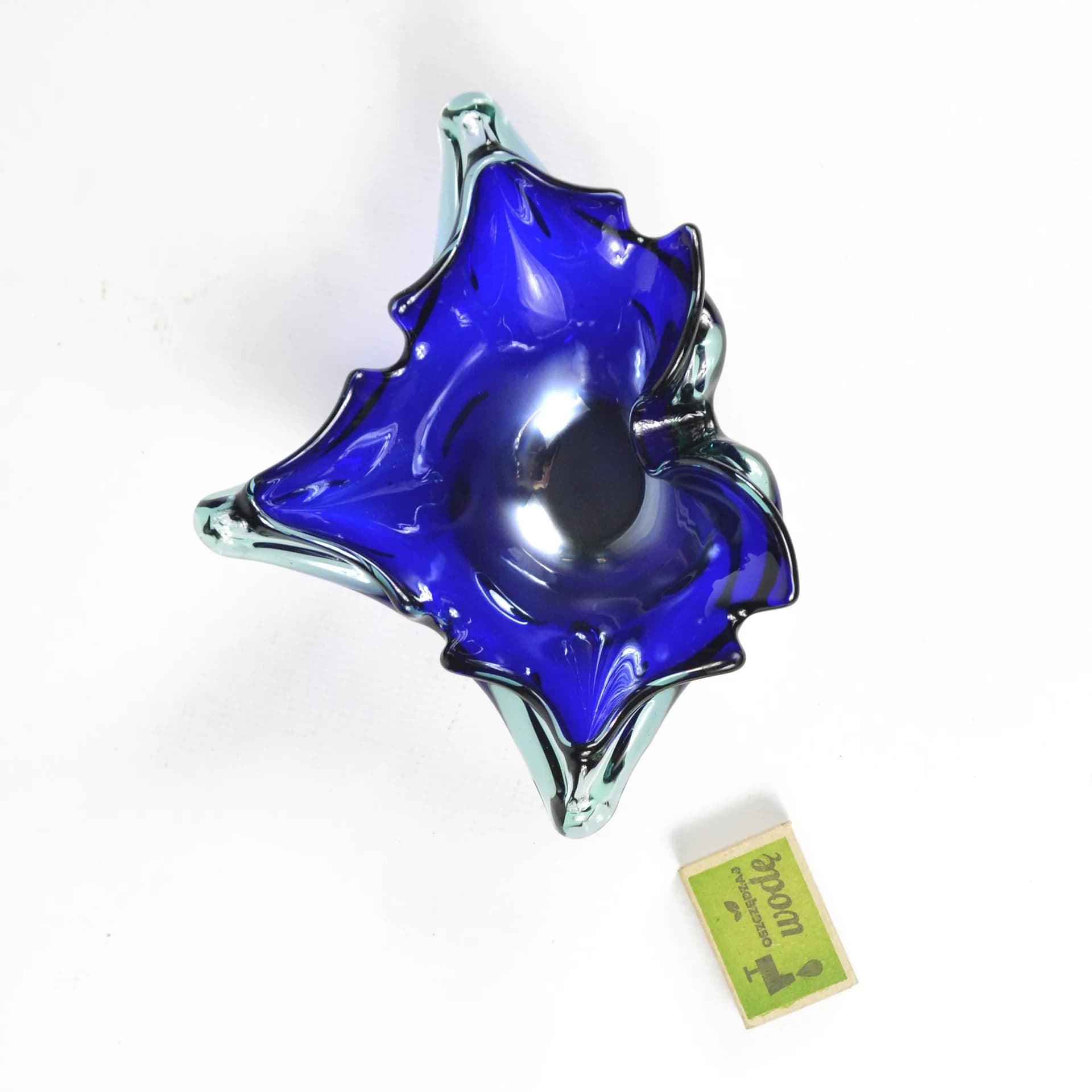 Popielnica, Murano, niebieski przezroczysty, szkło, Włochy, lata 70. - 127493