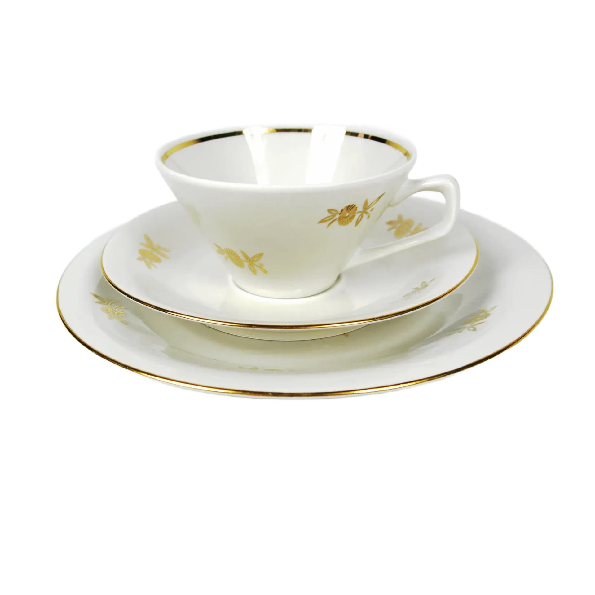 Zestaw śniadaniowy, beżowy, porcelana, Chodzież, Polska, lata 50.