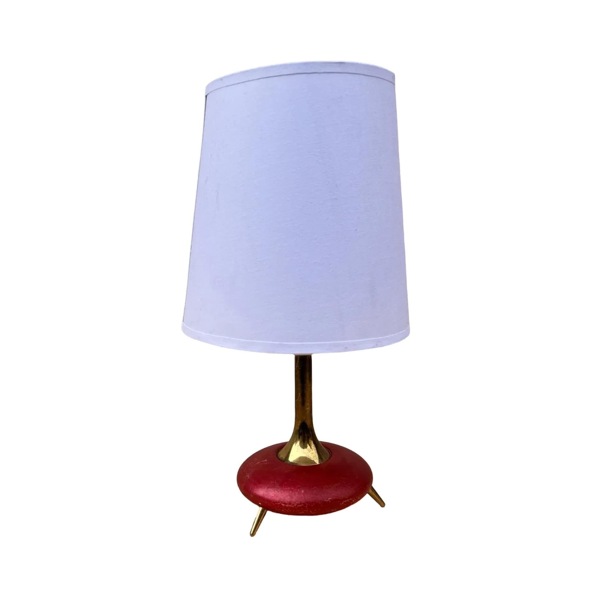 Lampa stołowa, maroon plastik, tkanina biała, Belgia, lata 70. - 127462