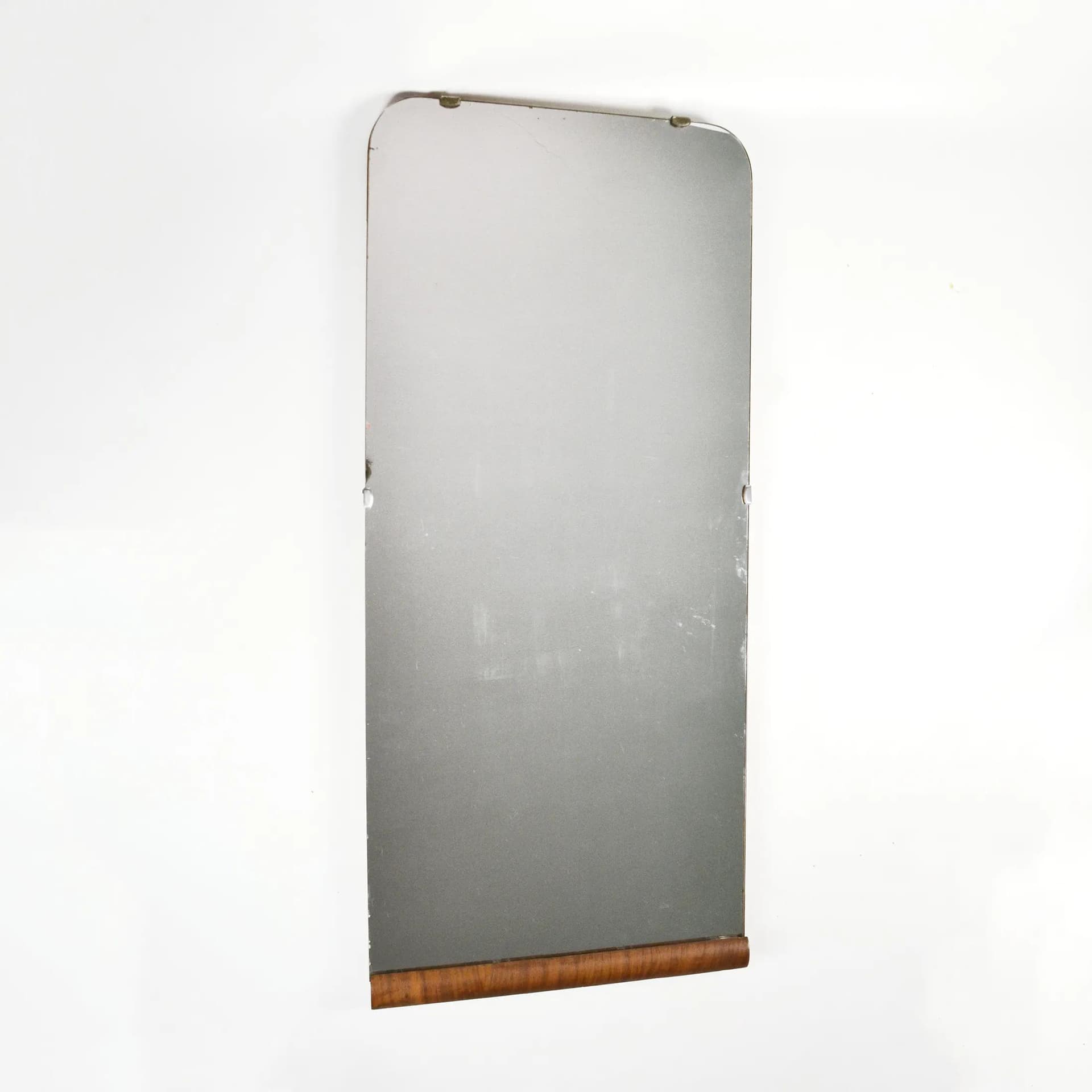 Wall Mirror Art Deco, silver glass walnut, Poland, 1940s - 127412