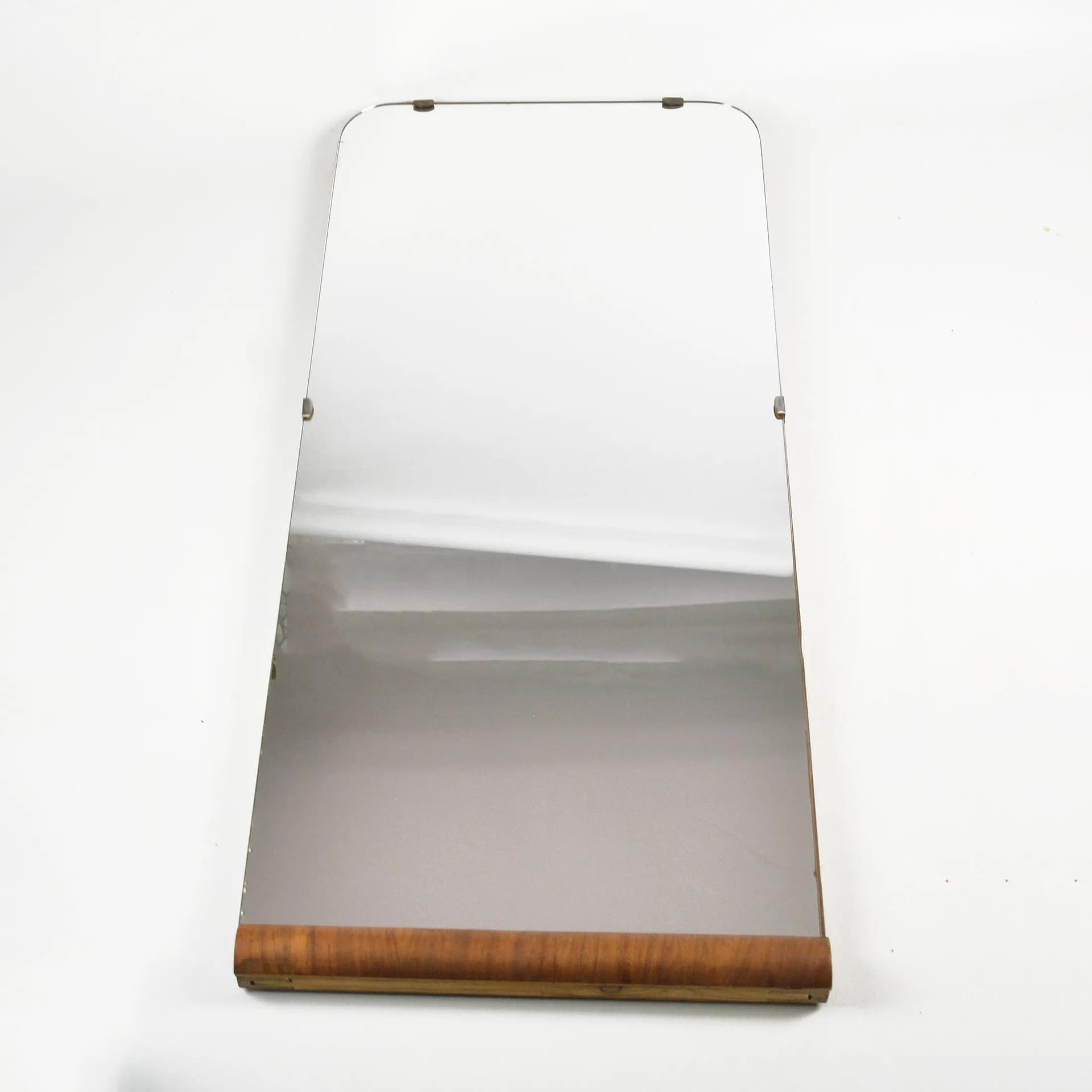 Wall Mirror Art Deco, silver glass walnut, Poland, 1940s - 127410