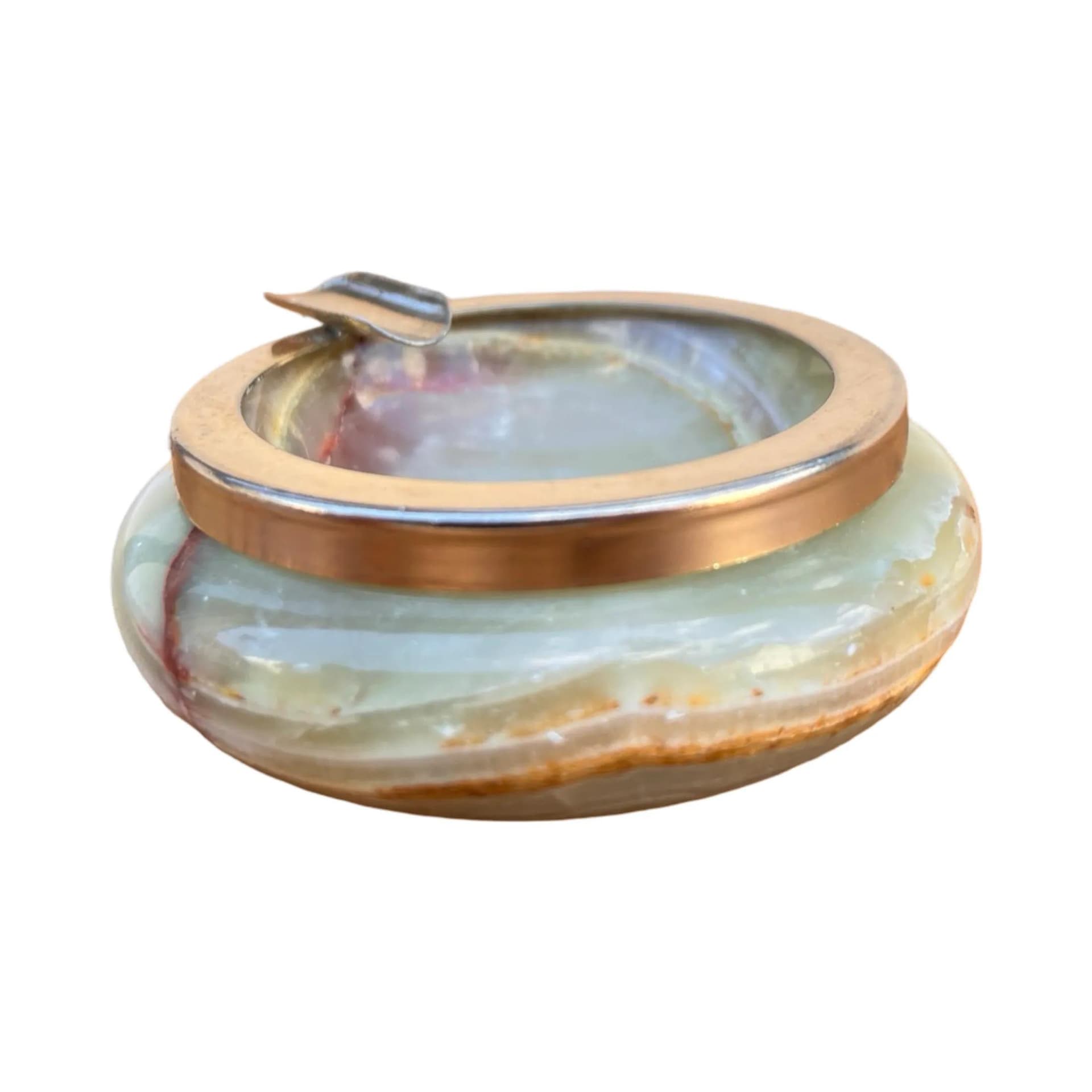 Popielnica, alabaster beżowy, mosiądz, Włochy, lata 70. - 127291