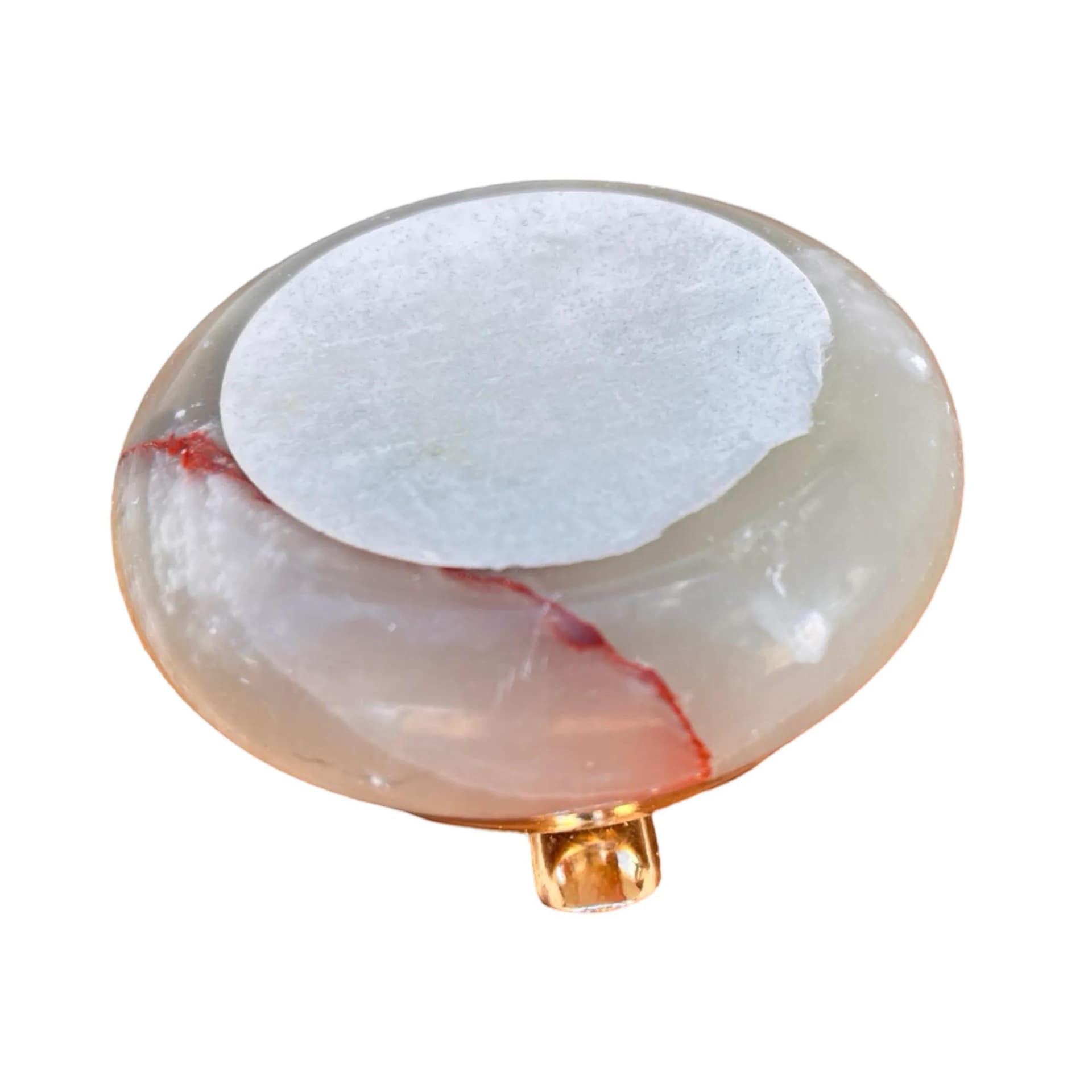 Popielnica, alabaster beżowy, mosiądz, Włochy, lata 70. - 127294