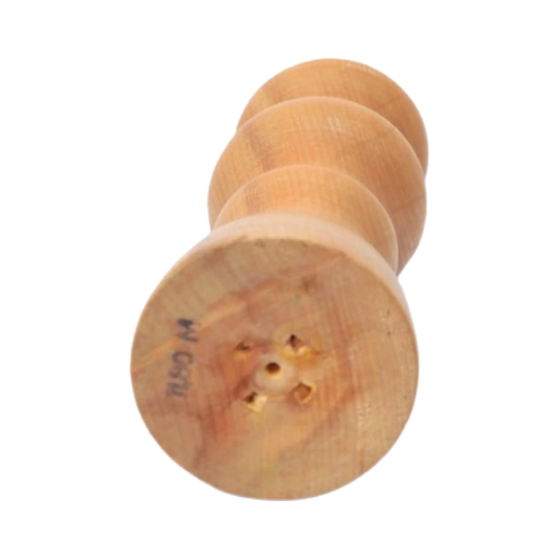 Modernist candlestick, light brown birch, brass, Denmark, 1970s - 127272