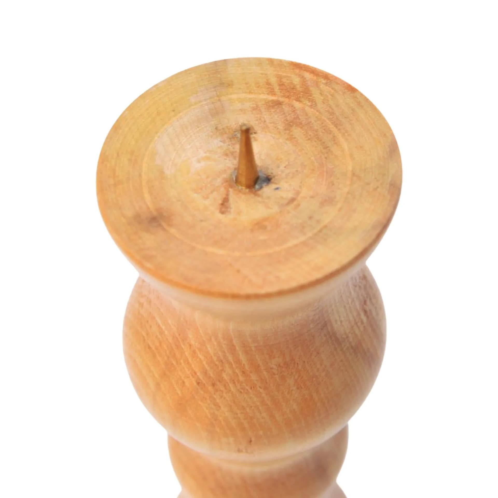 Modernist candlestick, light brown birch, brass, Denmark, 1970s - 127273