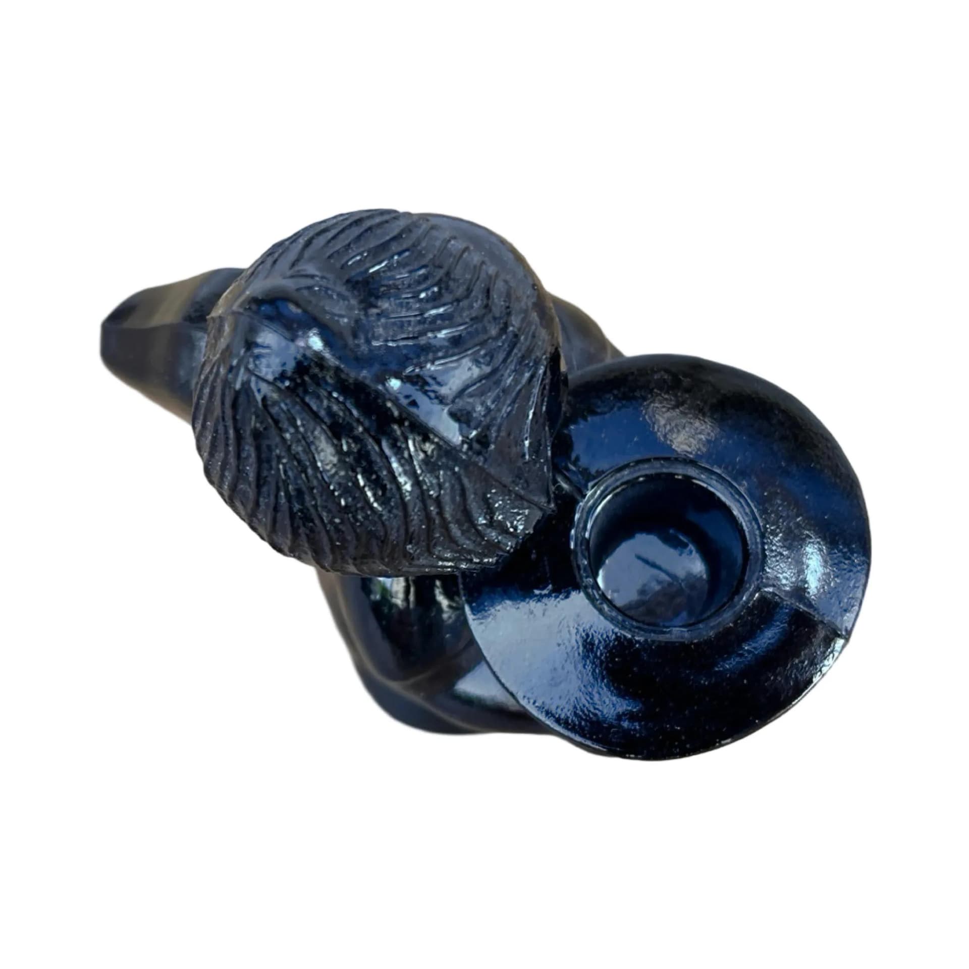 Candle holder angel, black hyalite glass, Libochovice, Czechoslovakia, 1960s. - 127180