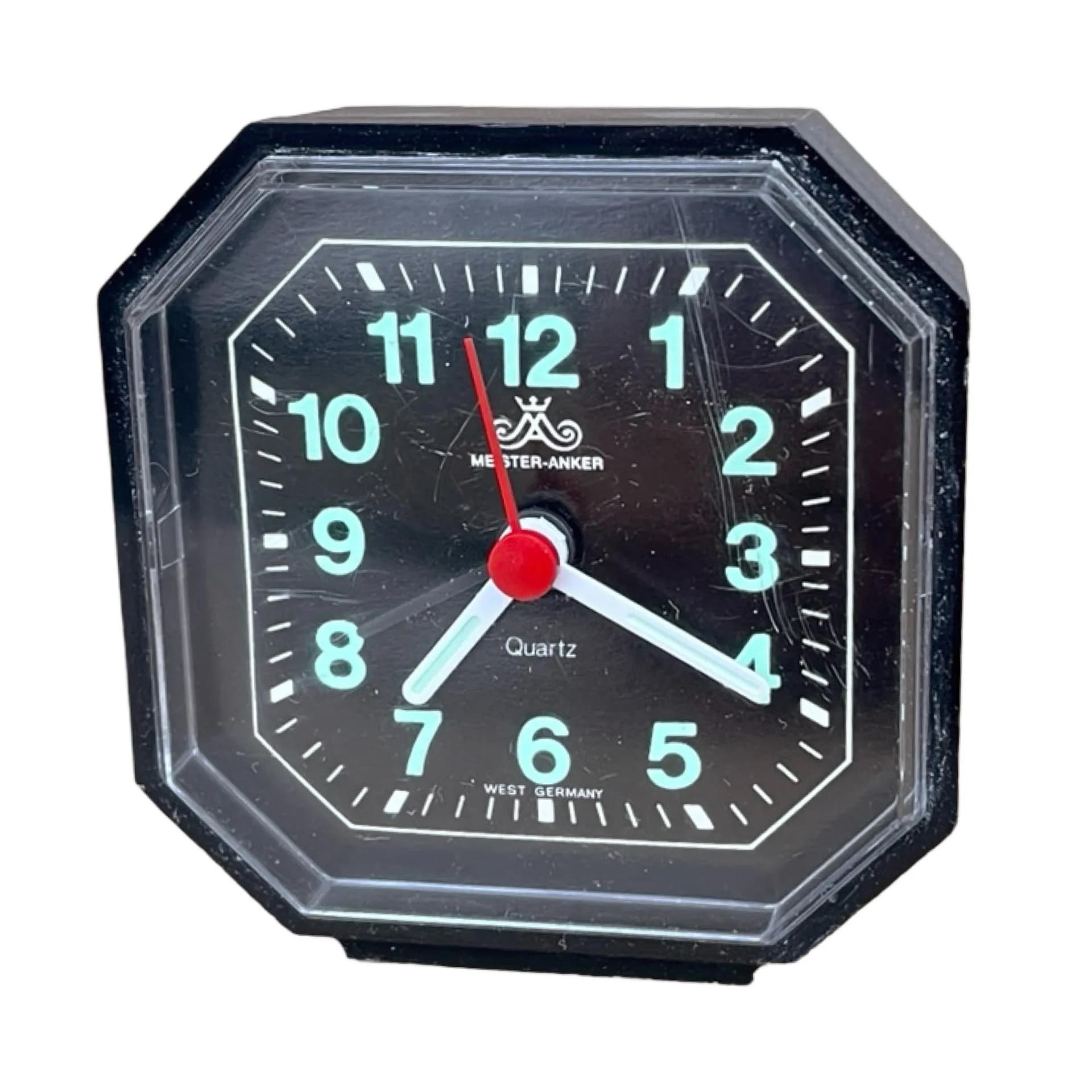 Budzik Popartowy, czarny, tworzywo sztuczne, Meister-Anker, Niemcy, lata 70. - 127135