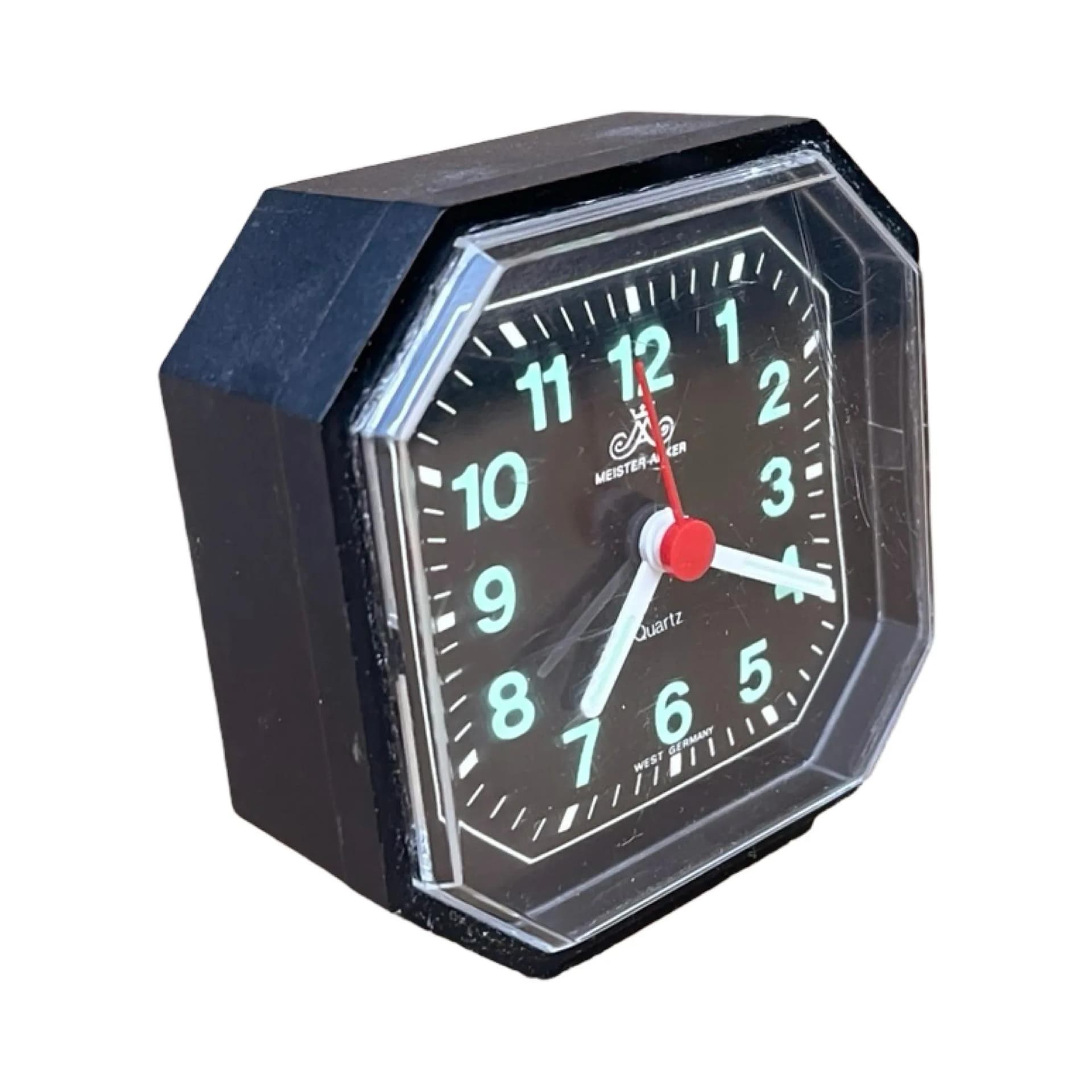 Budzik Popartowy, czarny, tworzywo sztuczne, Meister-Anker, Niemcy, lata 70. - 127130