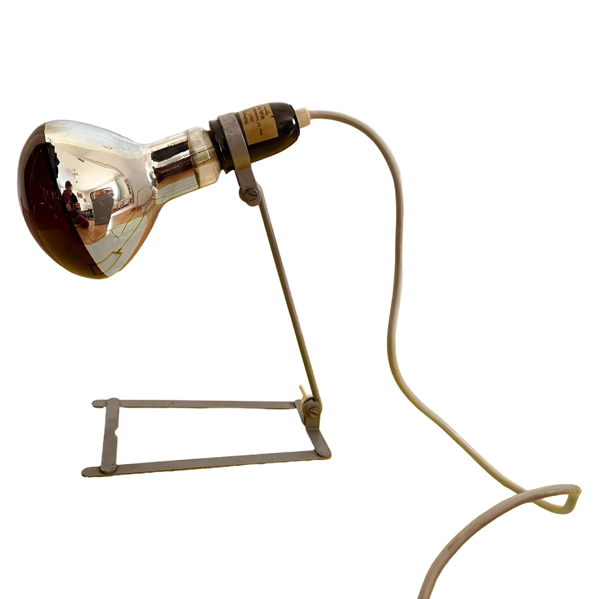 Lampa stołowa industrialna, szary, aluminium bakelit, Niemcy, lata 60. - 127126