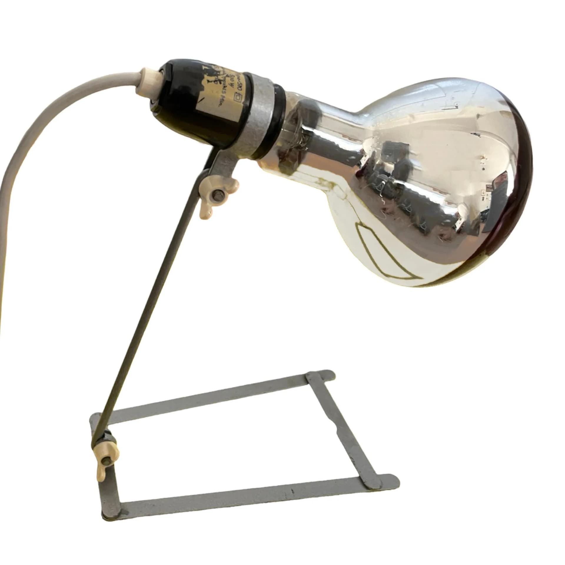 Lampa stołowa industrialna, szary, aluminium bakelit, Niemcy, lata 60.