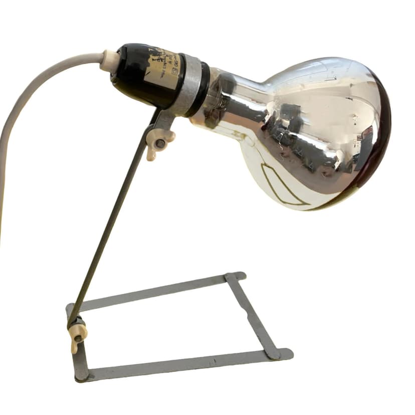 Lampa stołowa industrialna, szary, aluminium bakelit, Niemcy, lata 60.