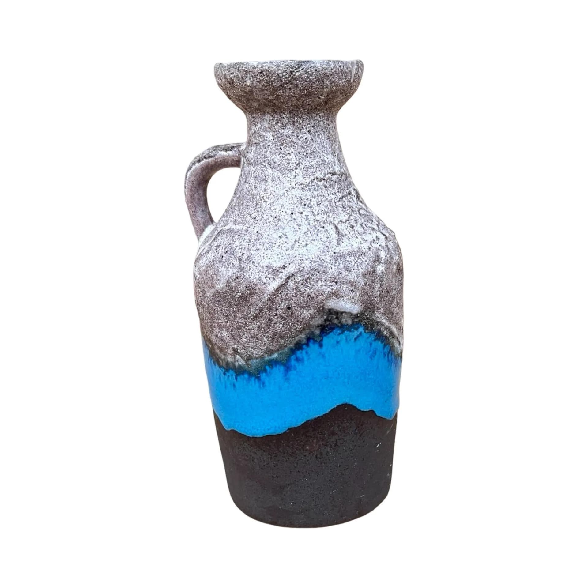 Wazon fat lava, szary, kamionka, Strehla Keramik, Niemcy, lata 70. - 127107