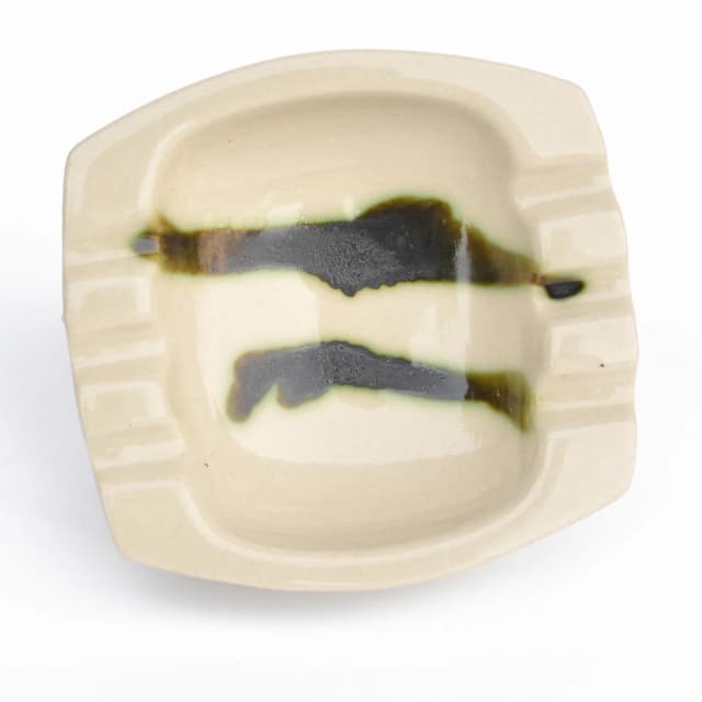 Ashtray Brussel, beige ceramic, Ditmar Urbach, Czechoslovakia, 1960s. - DIMENSION