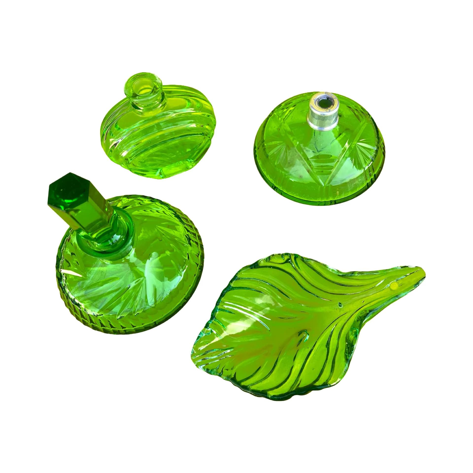 Zestaw łazienkowy art déco, szkło jasnozielone przezroczyste, Niemcy, lata 30. - 127018