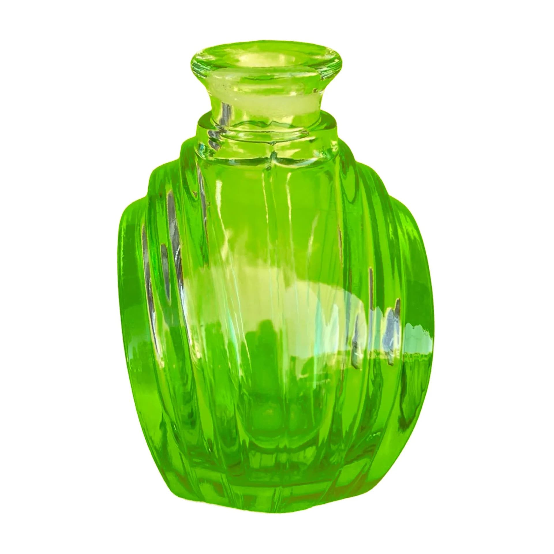 Zestaw łazienkowy art déco, szkło jasnozielone przezroczyste, Niemcy, lata 30. - 127016