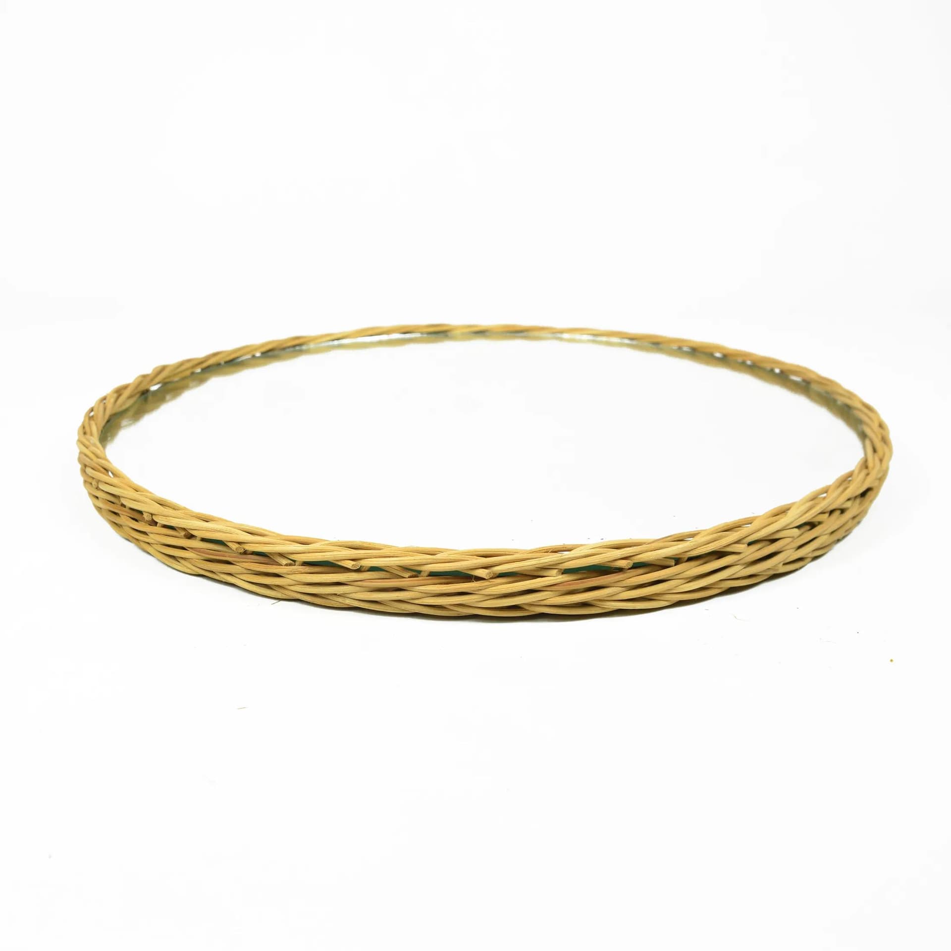 Lustro ścienne okrągłe, beżowy rattan, Dania, lata 70. - 126956