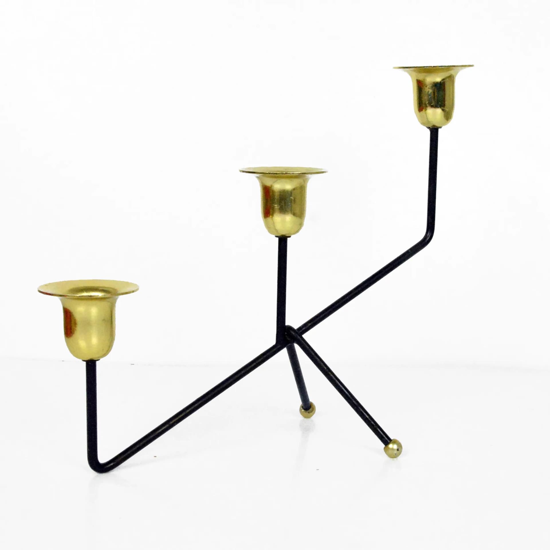 Świecznik stołowy, czarny, aluminium, Belgia, lata 70. - 126912