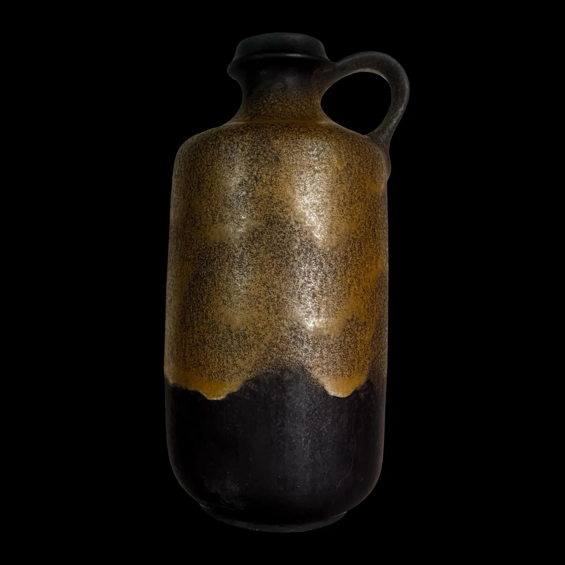 Wazon z uchem Gobi, brązowy ciemnozielony, kamionka, Ceramano, Niemcy, lata 70. - 126860