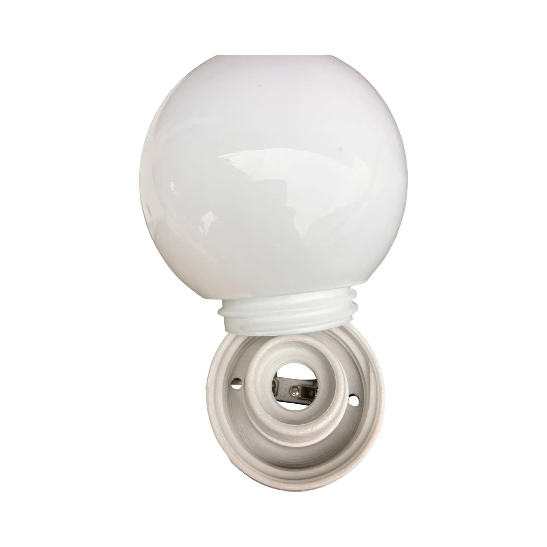 Industrial wall sconce, white, glass porcelite, Poland, 1960s. - 126839