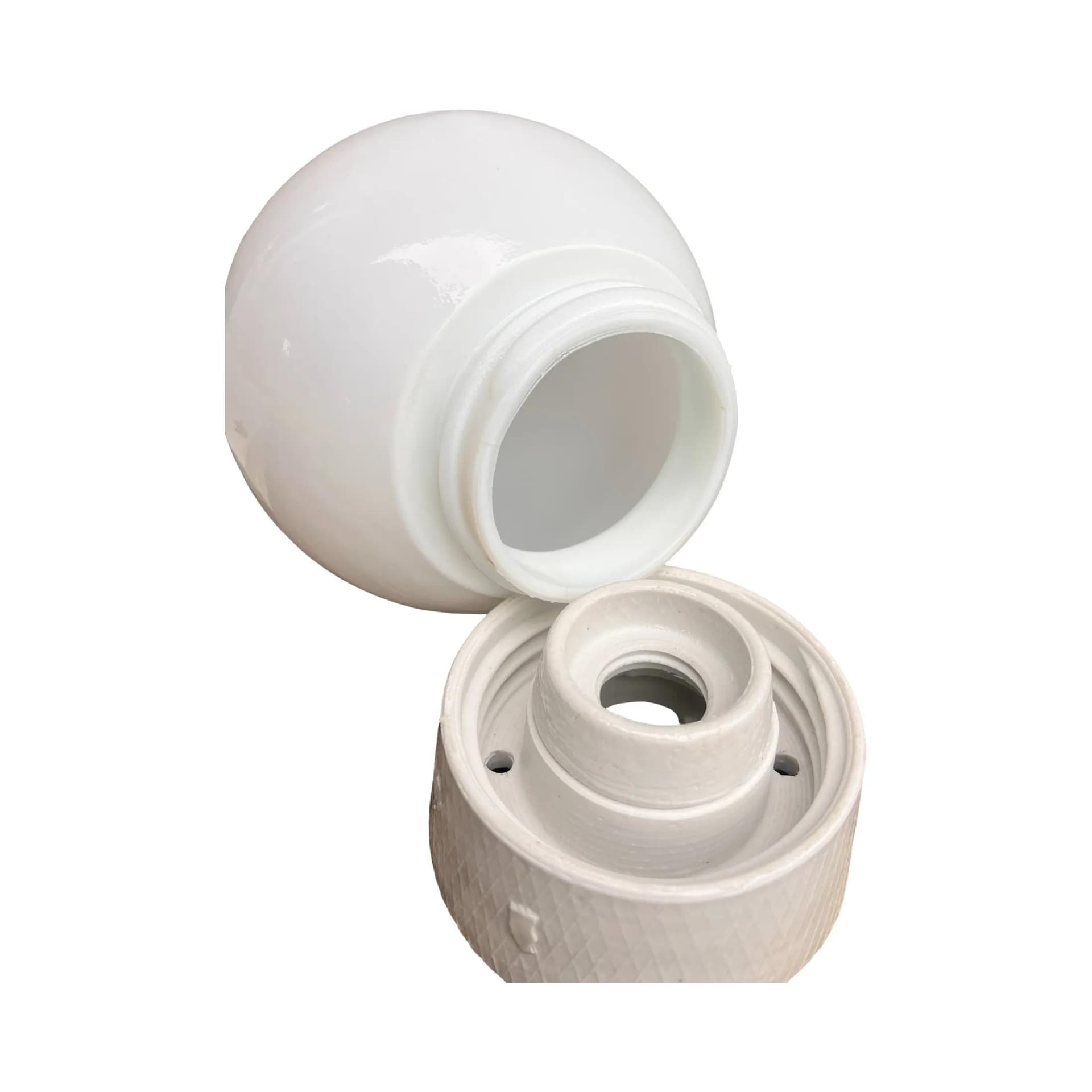 Industrial wall sconce, white, glass porcelite, Poland, 1960s. - 126838