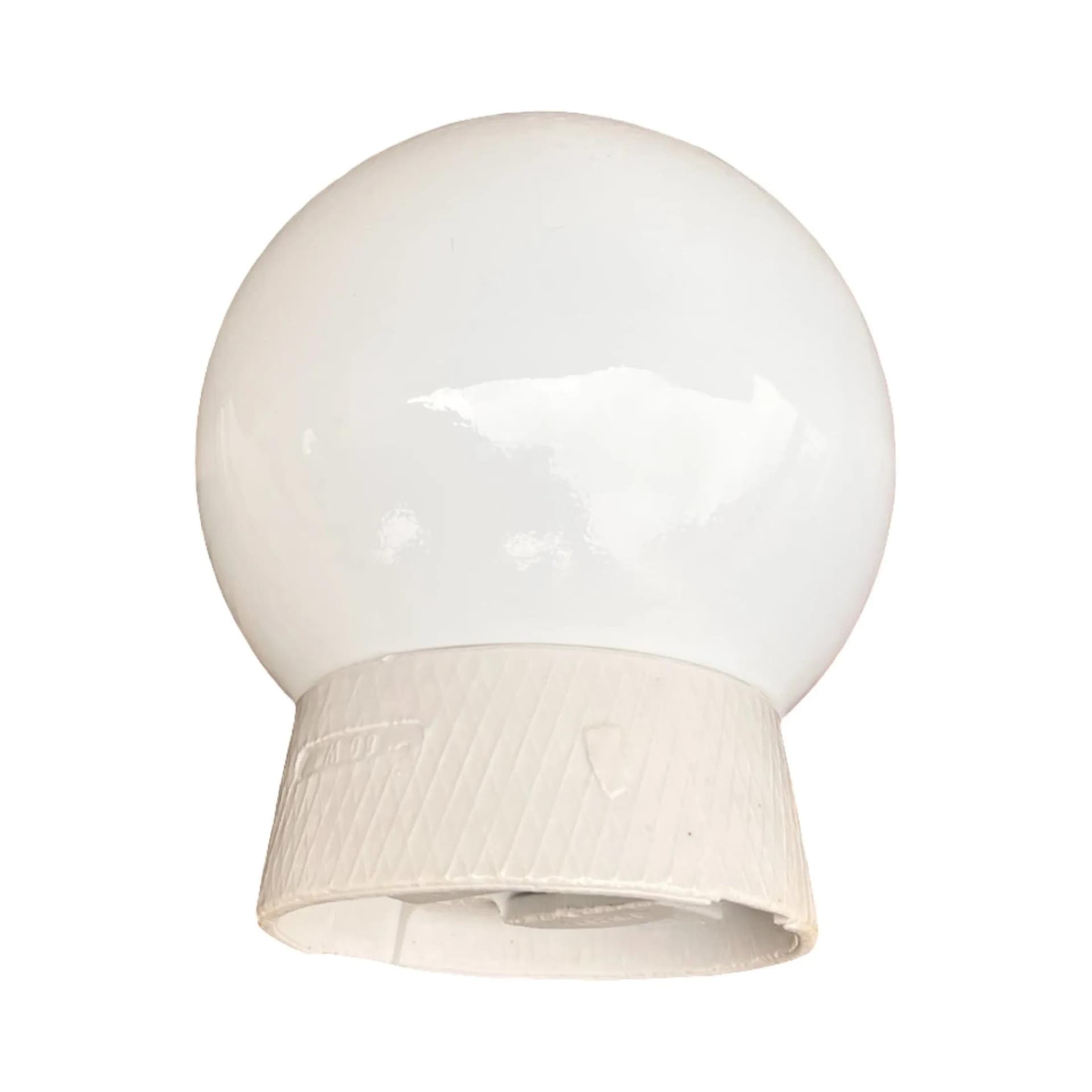 Industrial wall sconce, white, glass porcelite, Poland, 1960s. - 126841