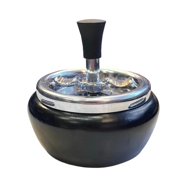 Ashtray Spinning Roulette, black Bakelite, chromed metal, Erhard & Söhne, Germany, 1940s. - DIMENSION