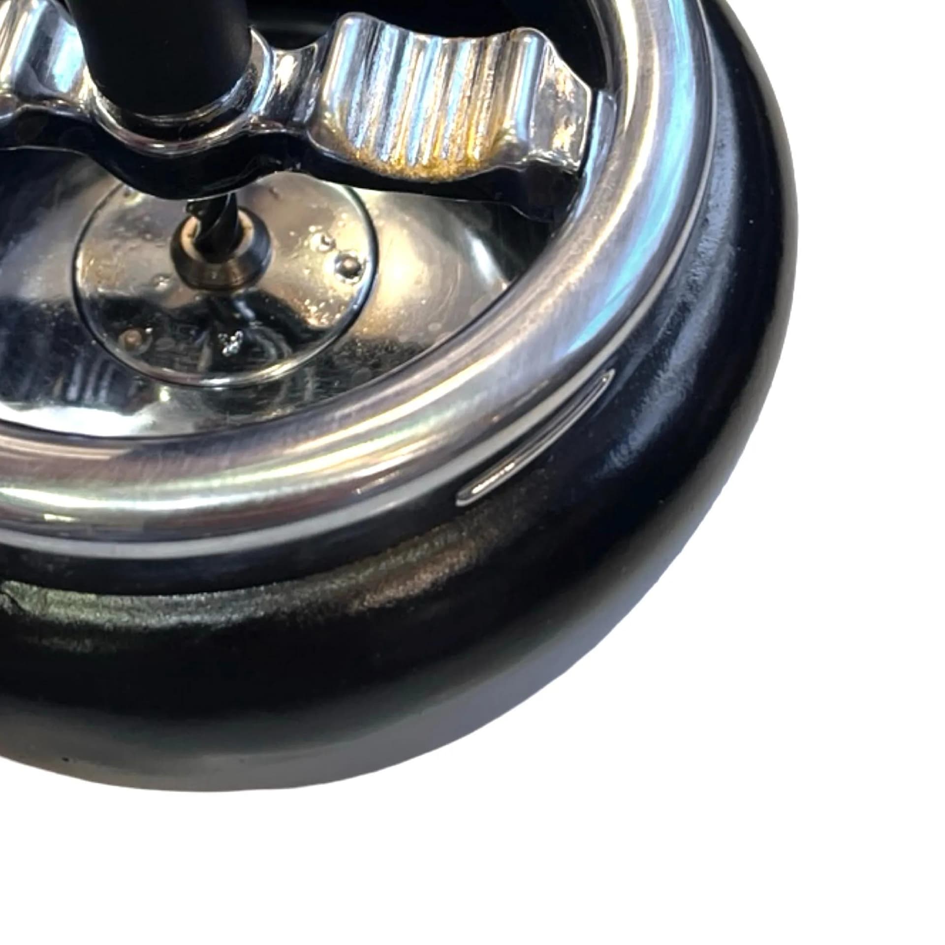 Ashtray Spinning Roulette, black Bakelite, chromed metal, Erhard & Söhne, Germany, 1940s. - 126817