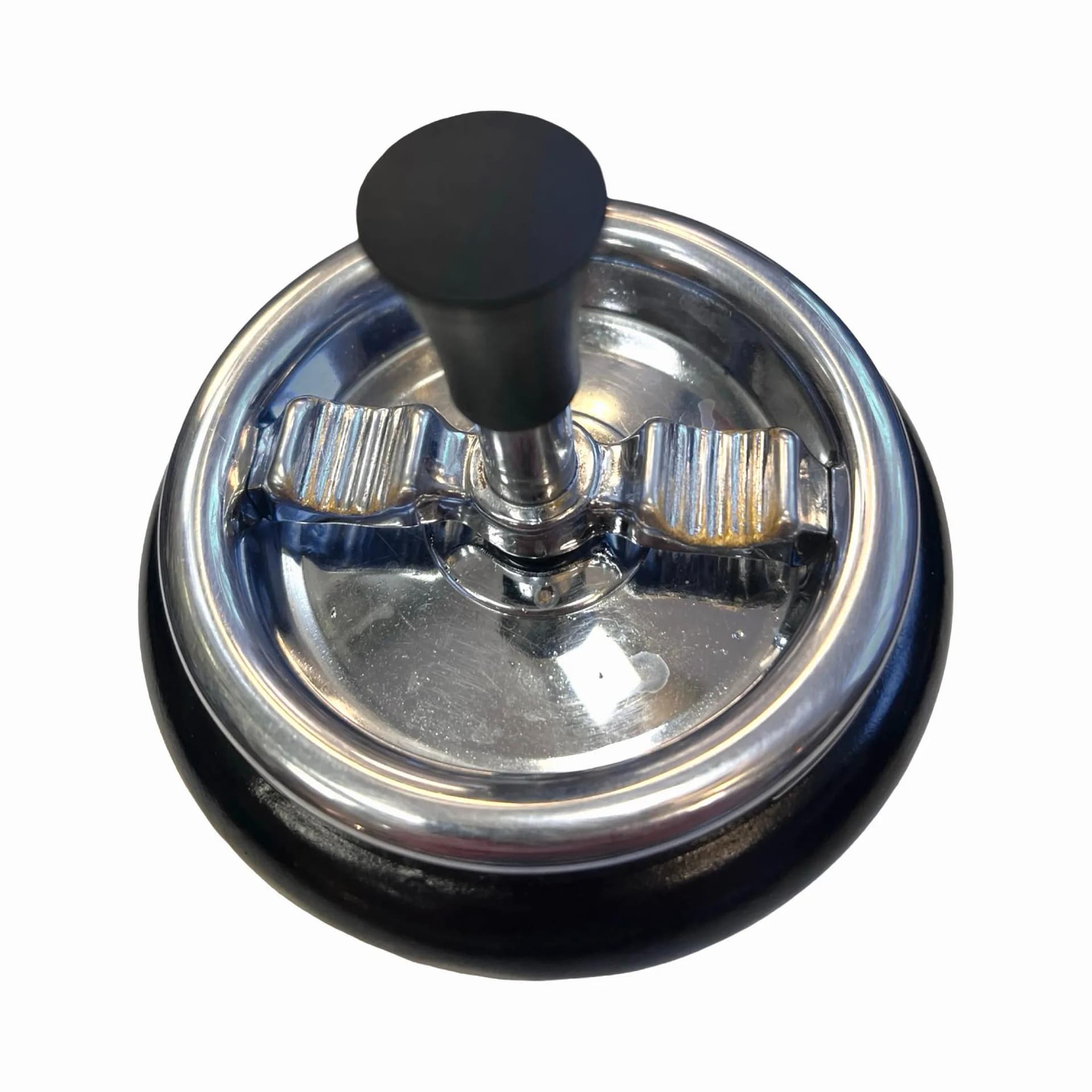 Ashtray Spinning Roulette, black Bakelite, chromed metal, Erhard & Söhne, Germany, 1940s. - 126818