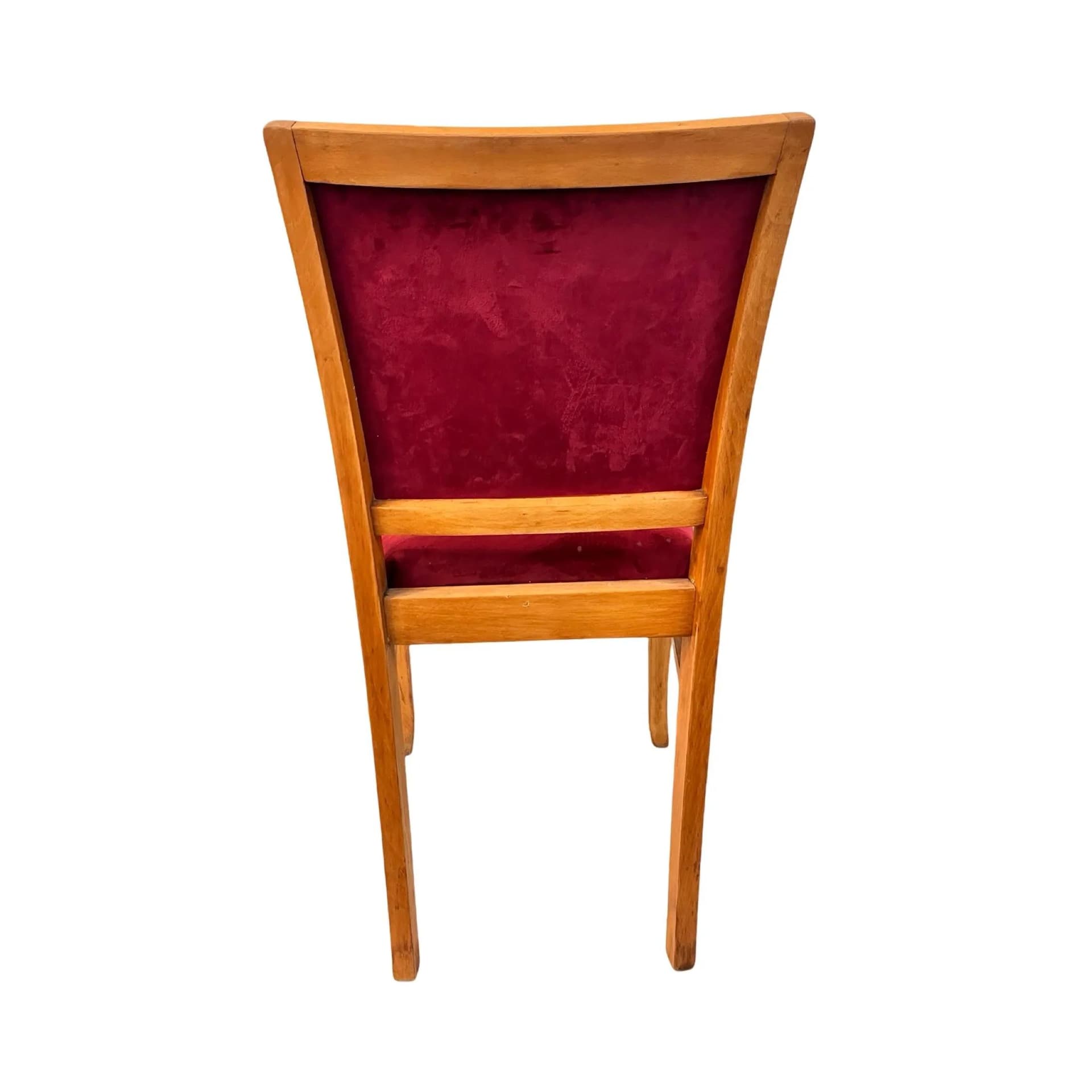Krzesło, burgund velvet, buk miodowy, Polska, lata 50. - 126781