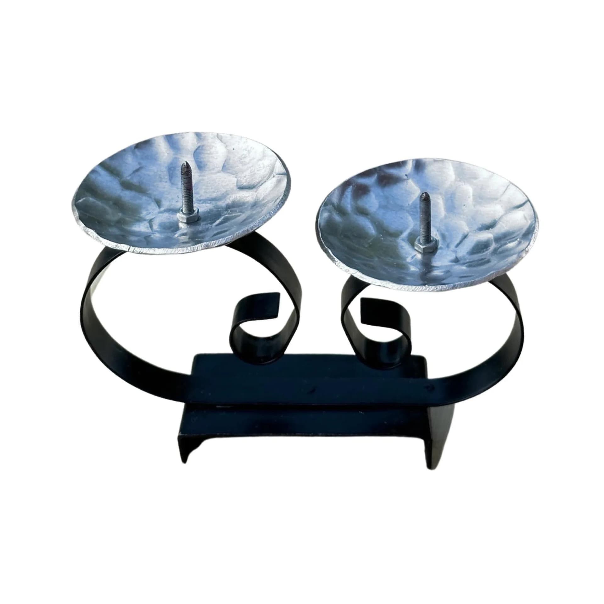 Świecznik mid-century modern, metal czarny, aluminium srebrny, Belgia, lata 60. - 126743