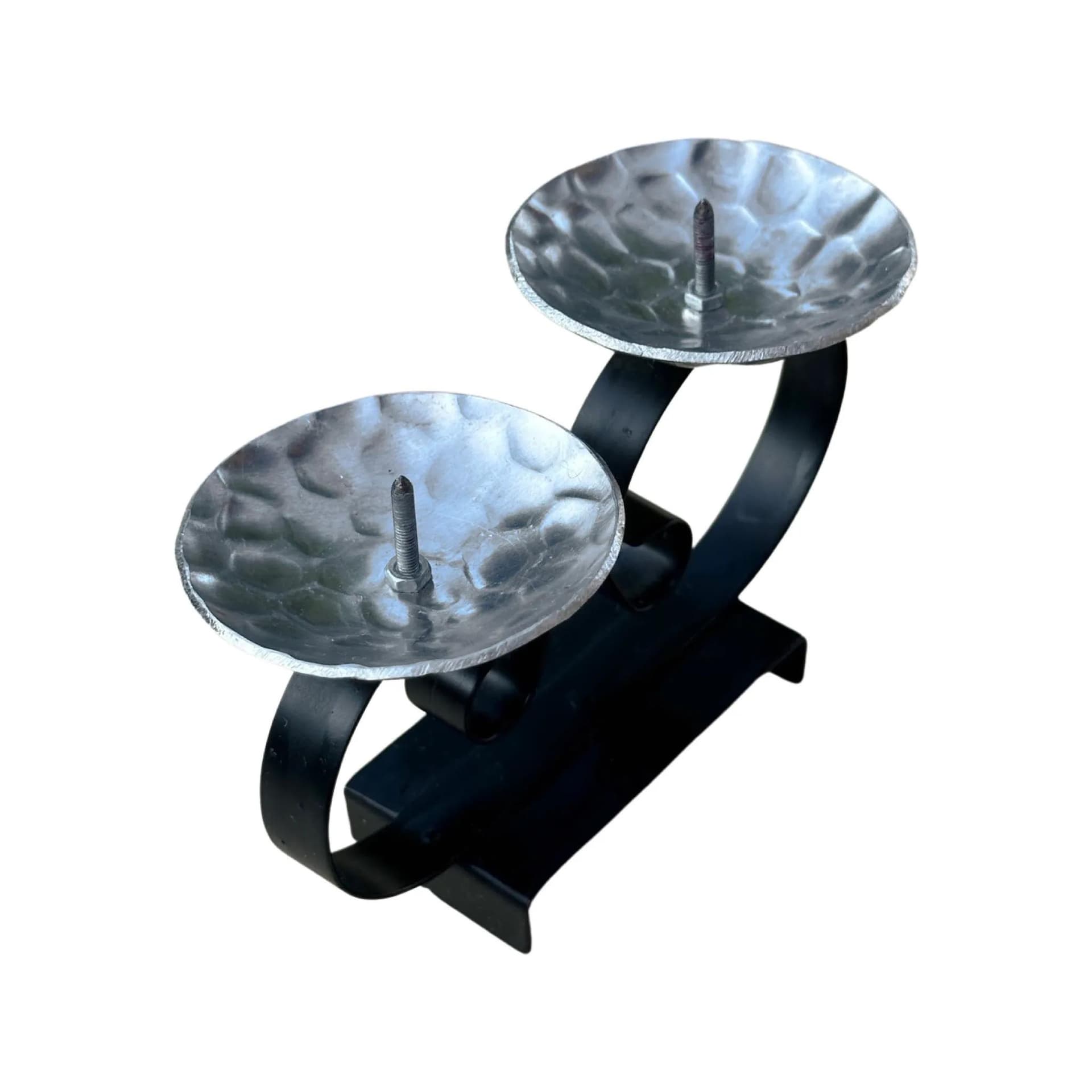 Świecznik mid-century modern, metal czarny, aluminium srebrny, Belgia, lata 60. - 126744