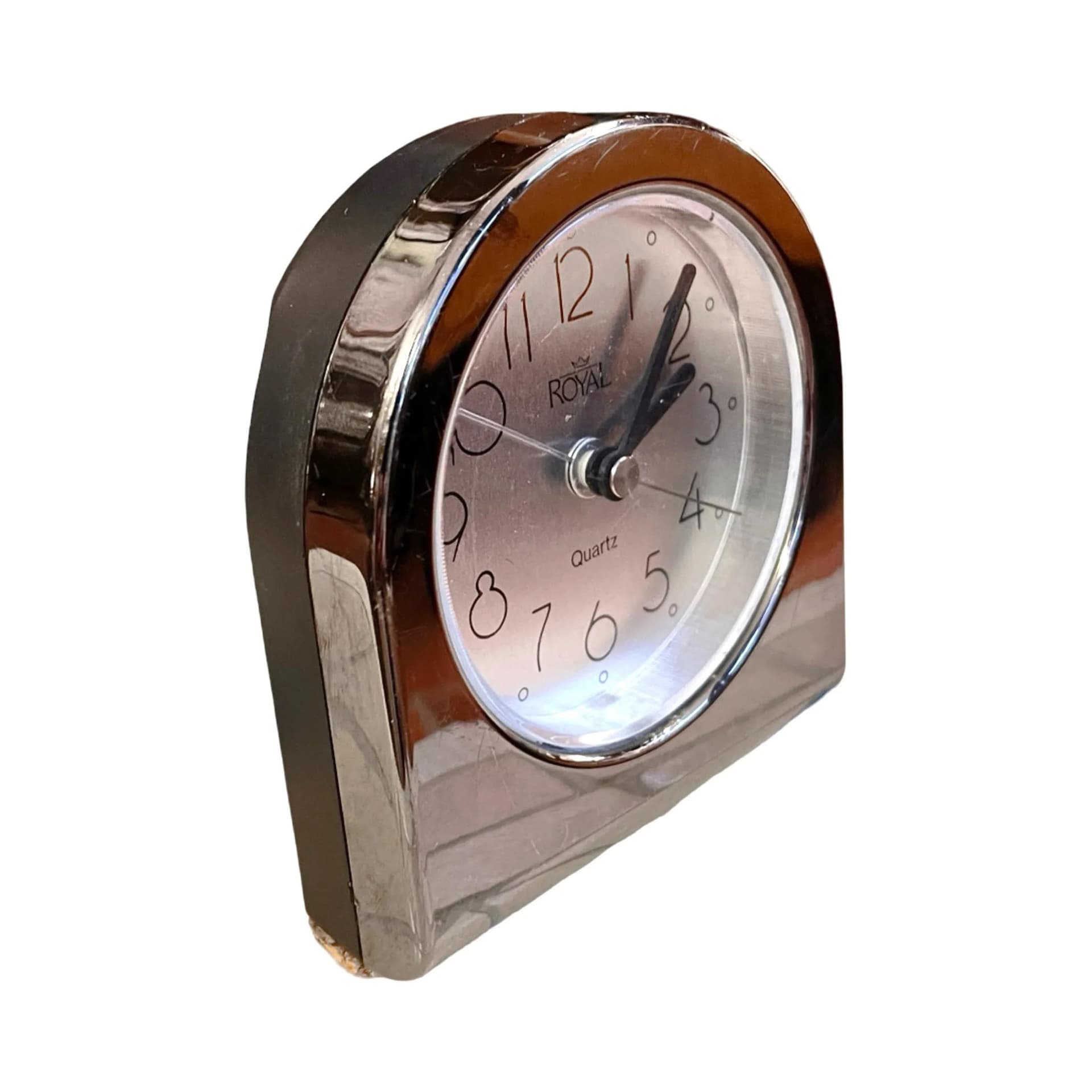 Zegar kominkowy Modern Royal, srebrny, metal chromowany, Niemcy, lata 80. - 126699