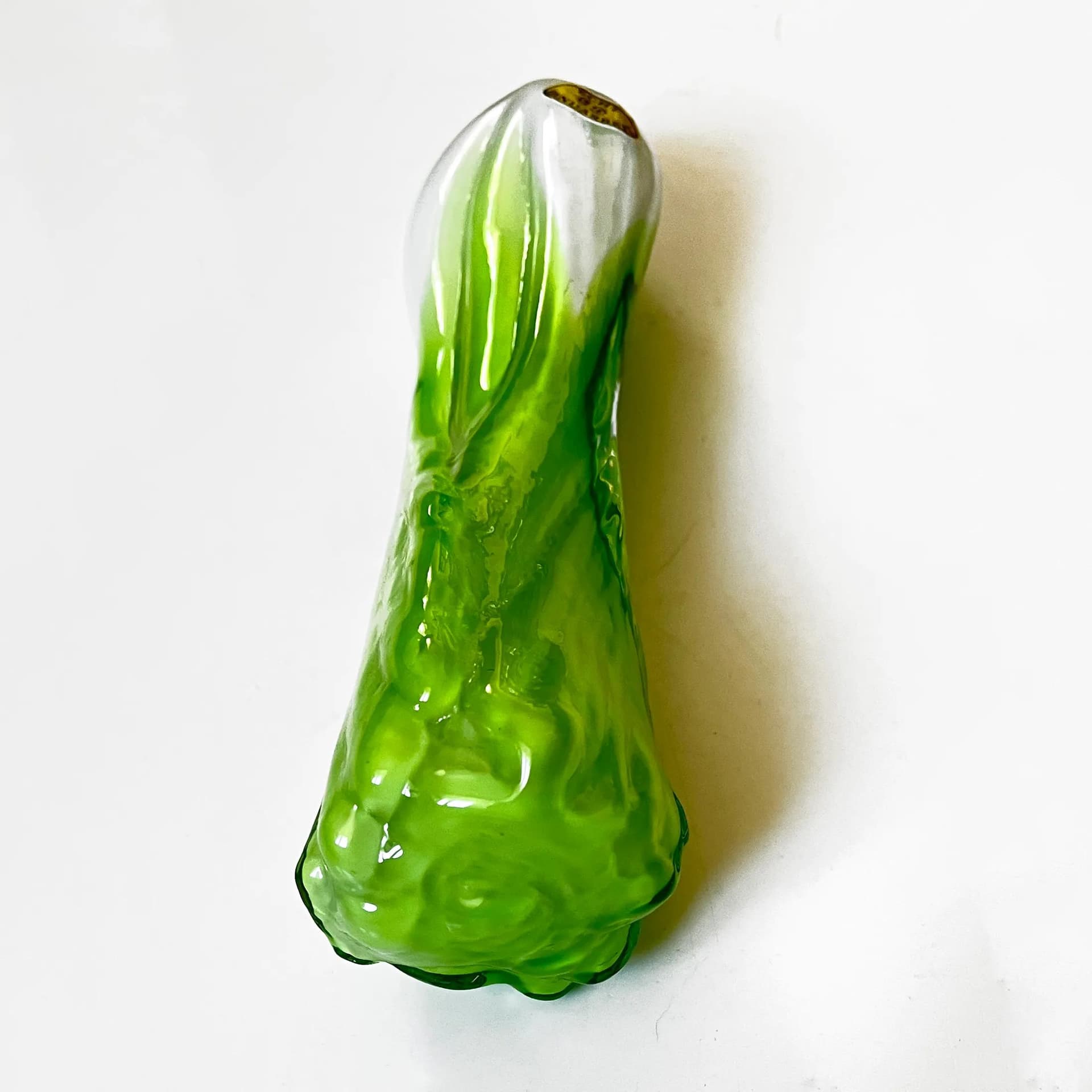 Decorative sculpture leek, green glass, Germany, 1970s - 126676