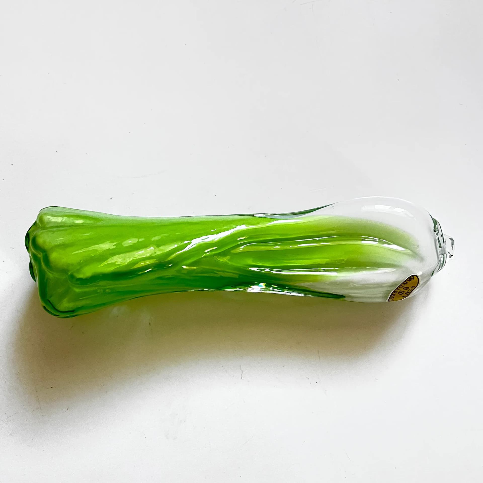Decorative sculpture leek, green glass, Germany, 1970s - 126682